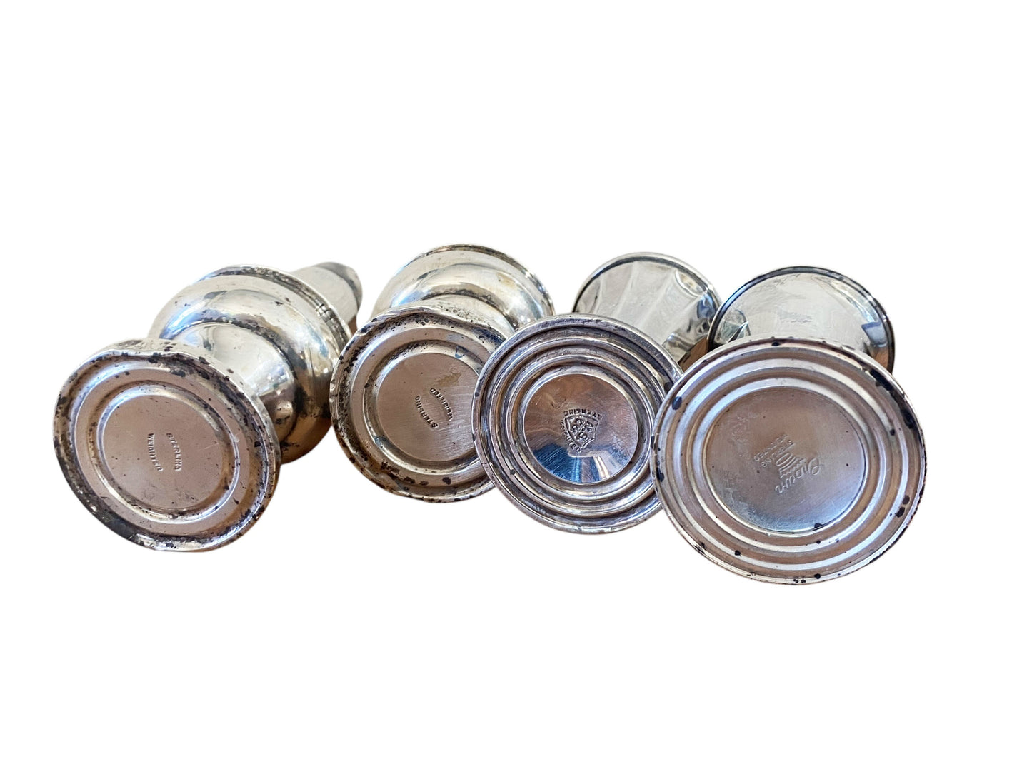 #295/194 Vintage Sterling Silver Weighted Glass Lined Salt or Pepper ShakersS/4