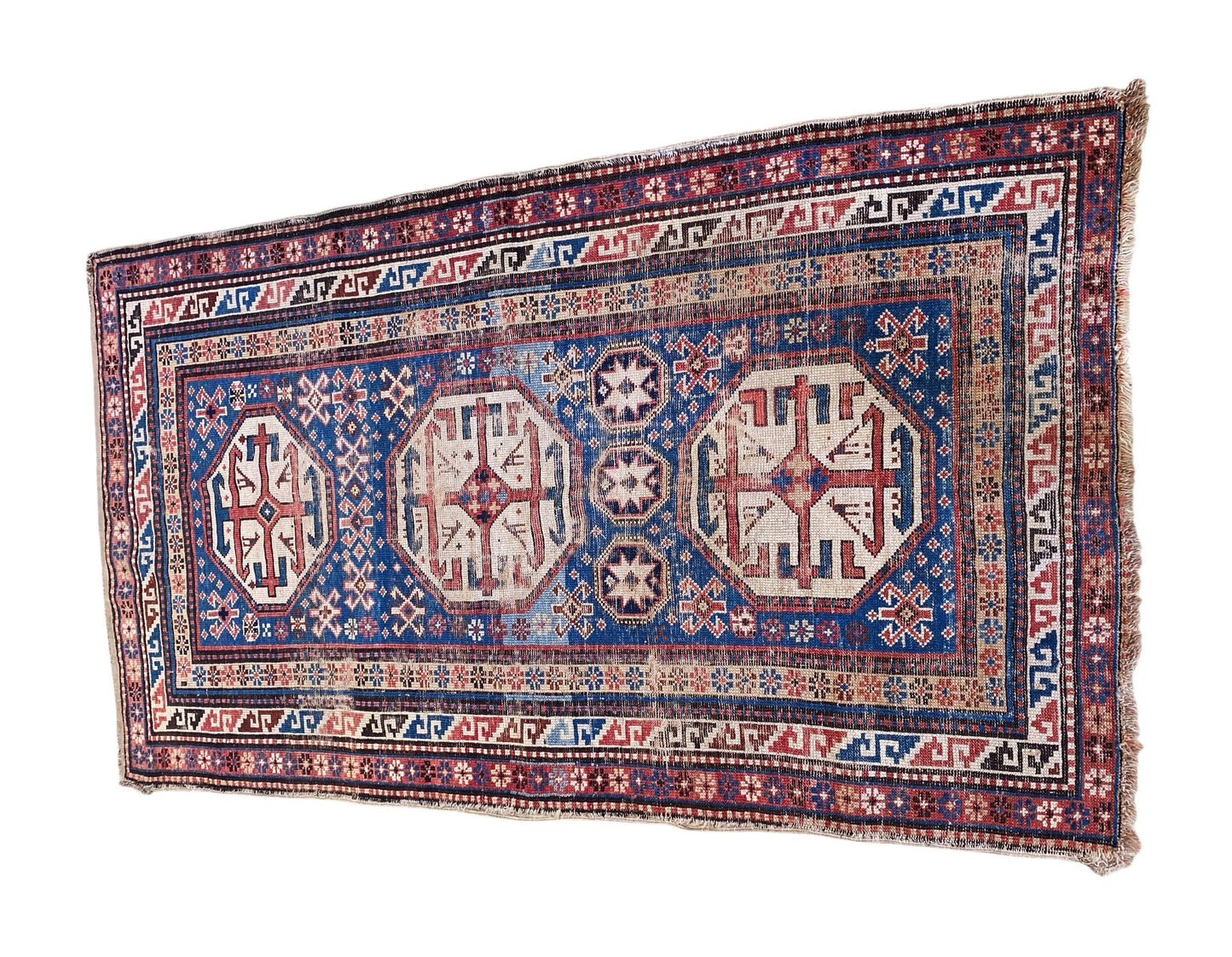 #519 Antique Kazak Handwoven Tribal Rug 38.5" by 68"
