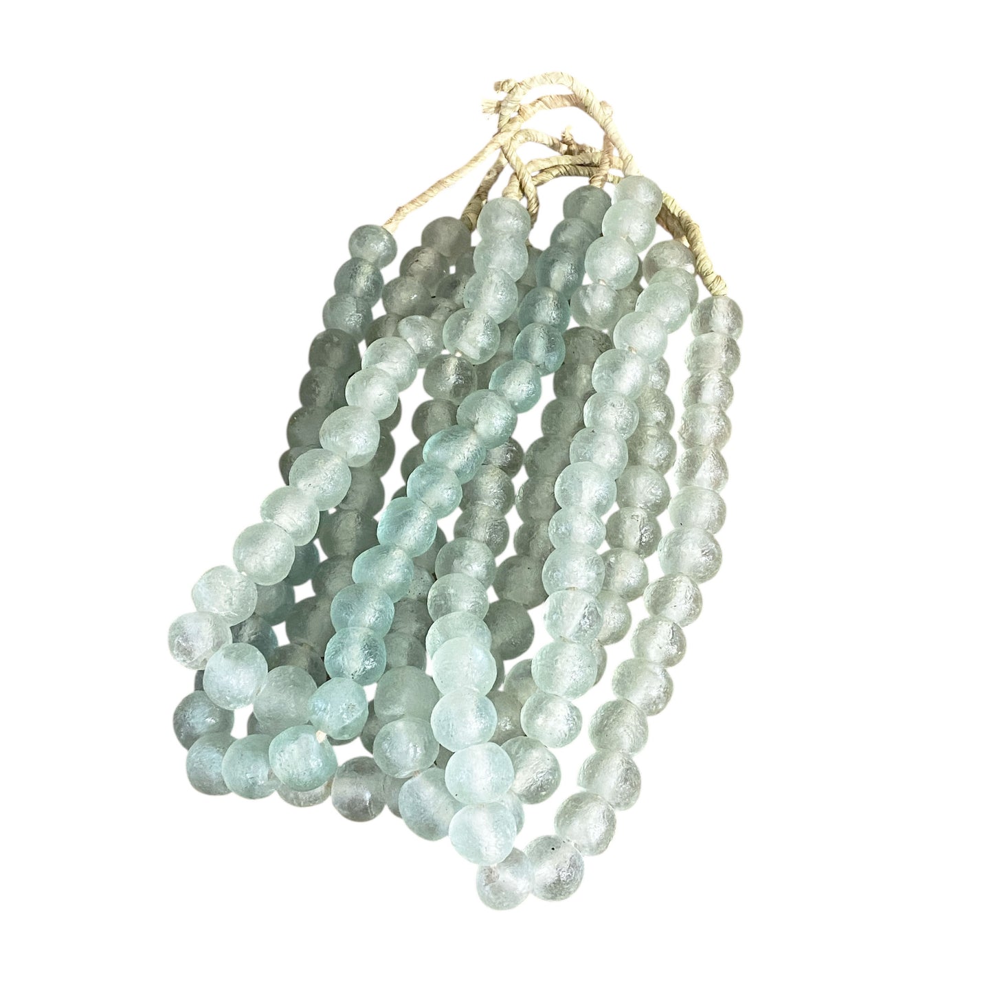 #1192  African Jumbo Glass Light Green Trading Beads Necklace One String