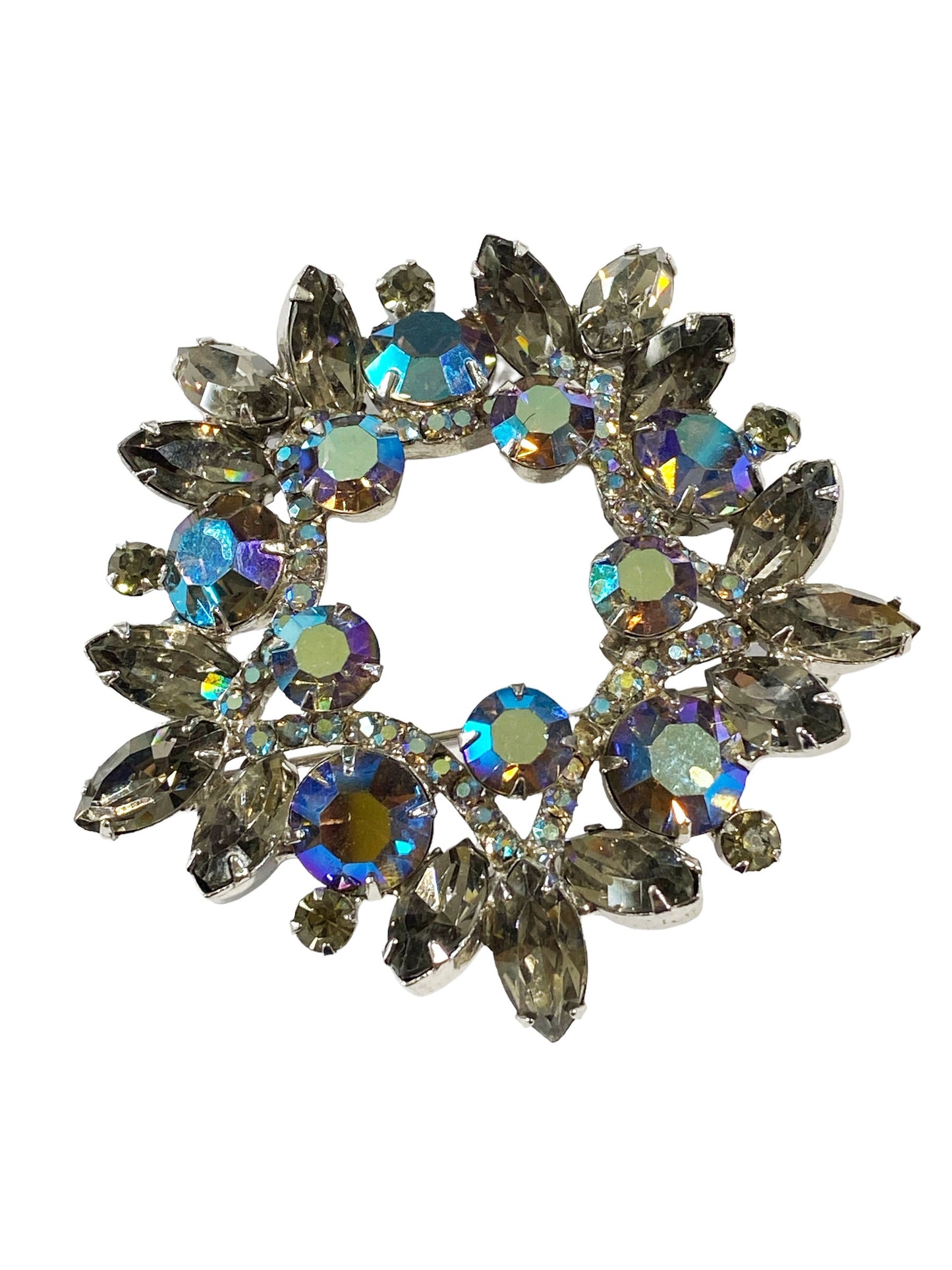 # 7232 LG Vintage Rhinestone Glass Brooch 2.75" Diameter