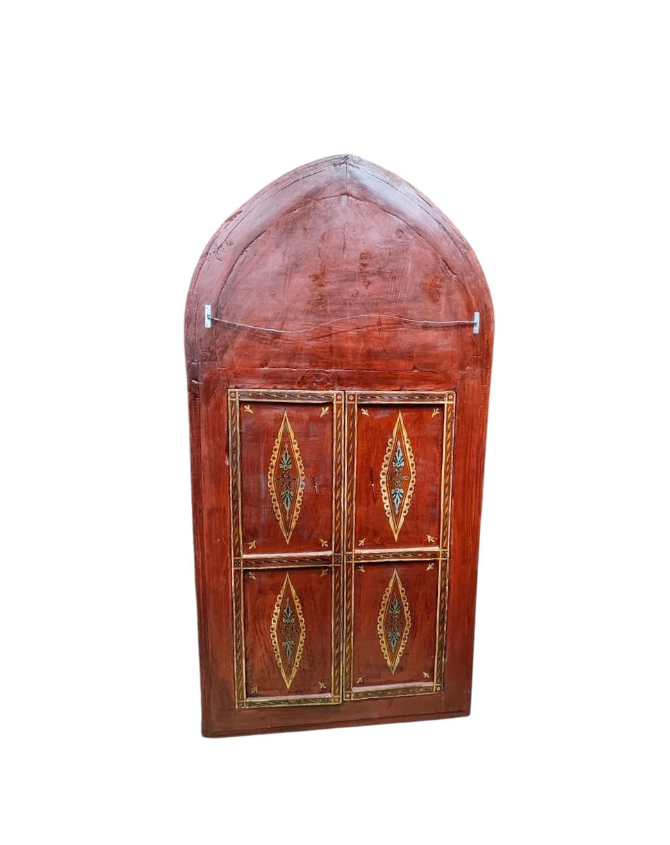 #196  Vintage Moroccan Arabesque design Hand-painted wall hanging  W/Doors  58.5" H