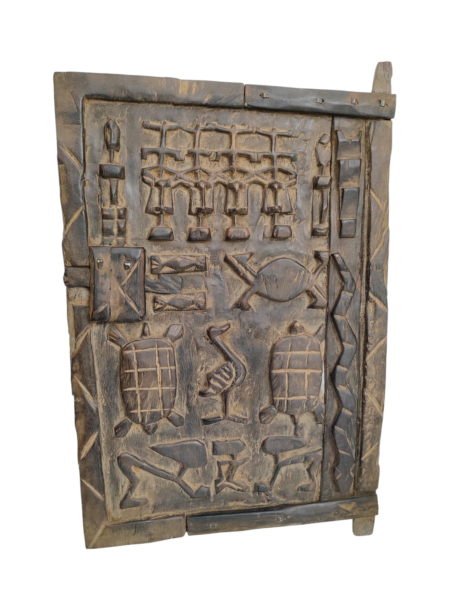 #1108 Vintage Granary Dogon  Door With turtles Mali African 25"H
