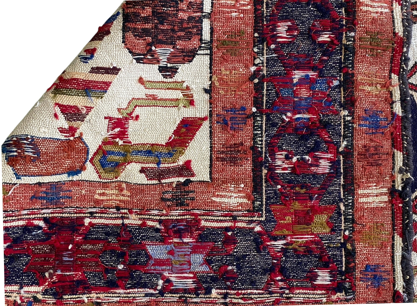 #518 Vintage Caucasian Soumack Flat Handwoven Rug 3'8" X 6'7" w/ Birds