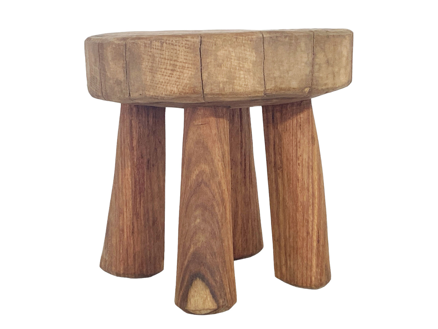 #7278 African Vintage Carved Wood Milk Stool Hehe Gogo People Tanzania 10.5" H