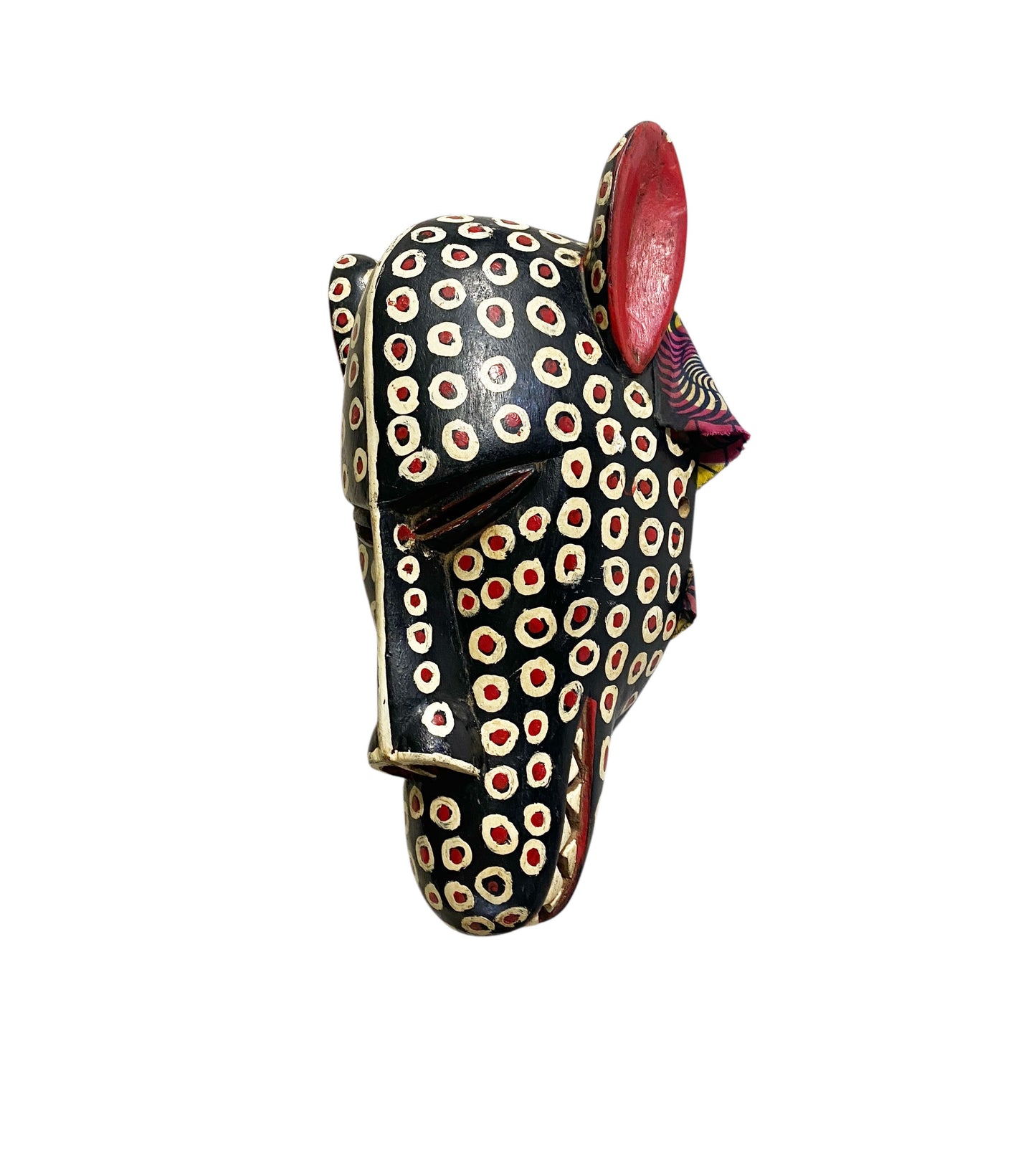 #1133 Vtg African Lg  Colorful  Leopard Mask Bozo Bamana 16" H