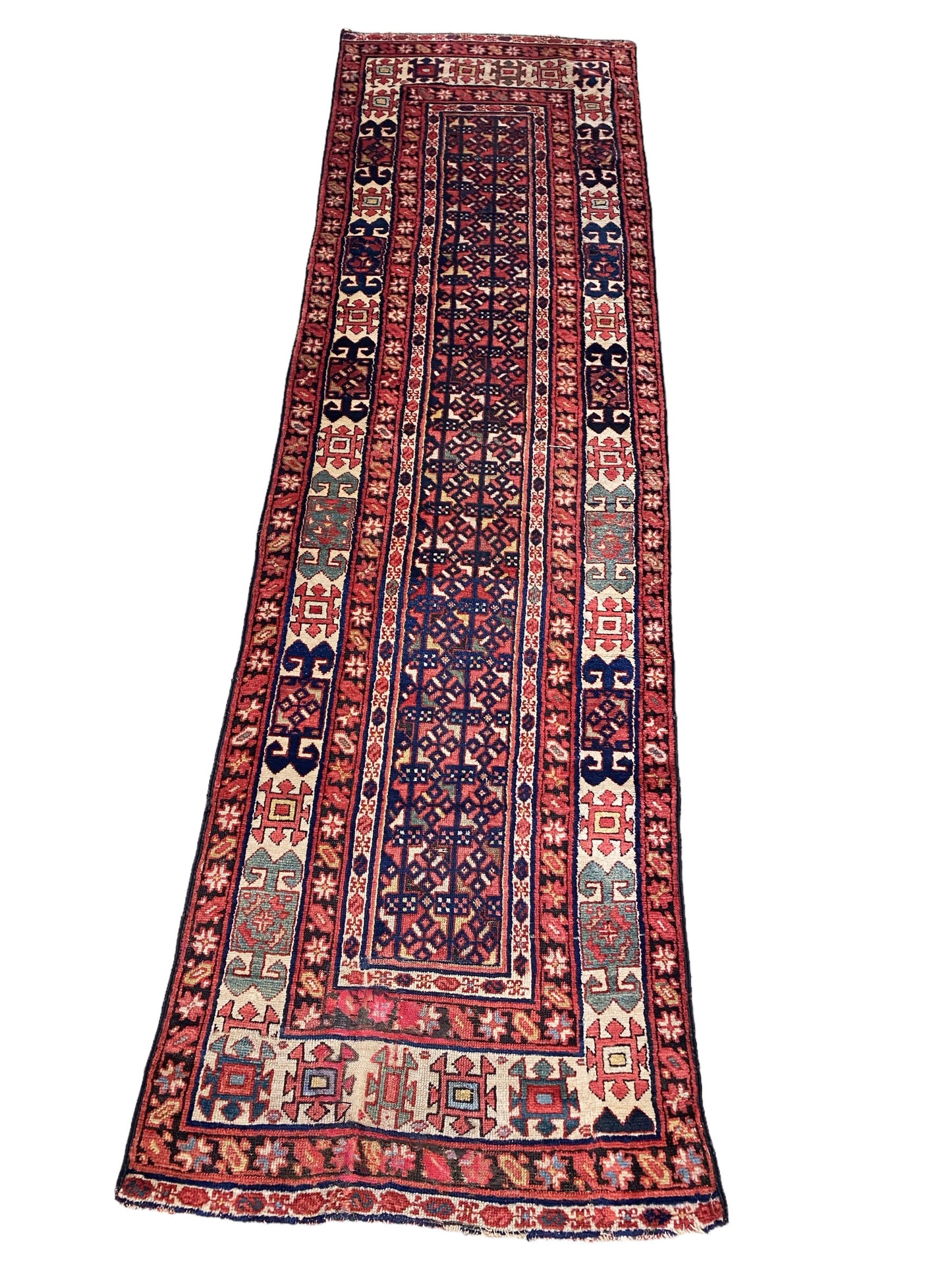 #5946 Antique Kurdish Handmade Allover Pattern Wool Runner