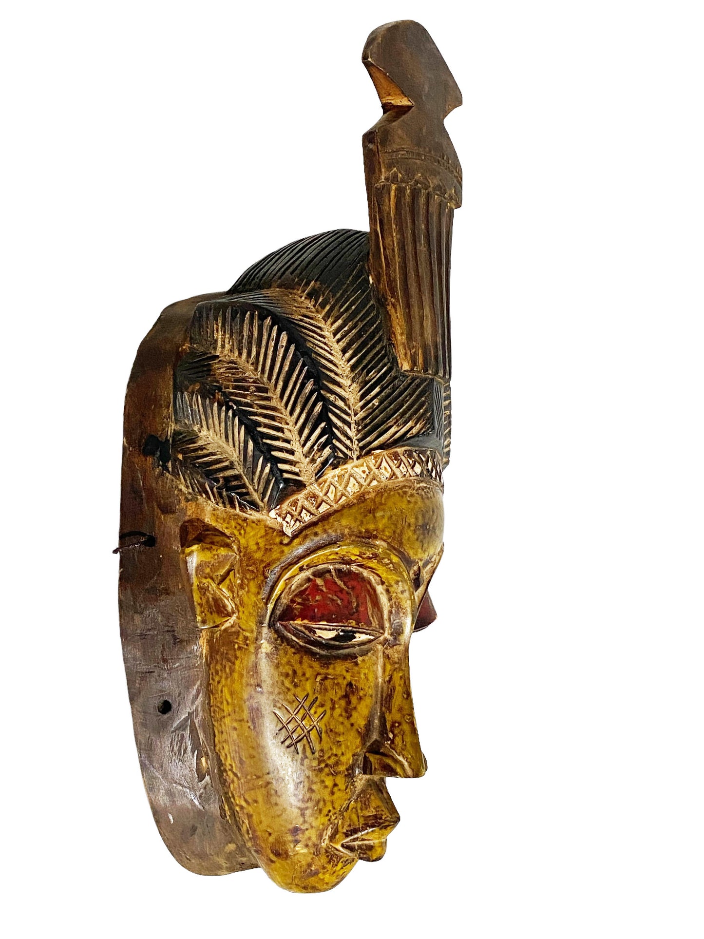 #1704 Superb African Guru Portrait Mask Cote d'Ivoire  16.5" by 6.5"