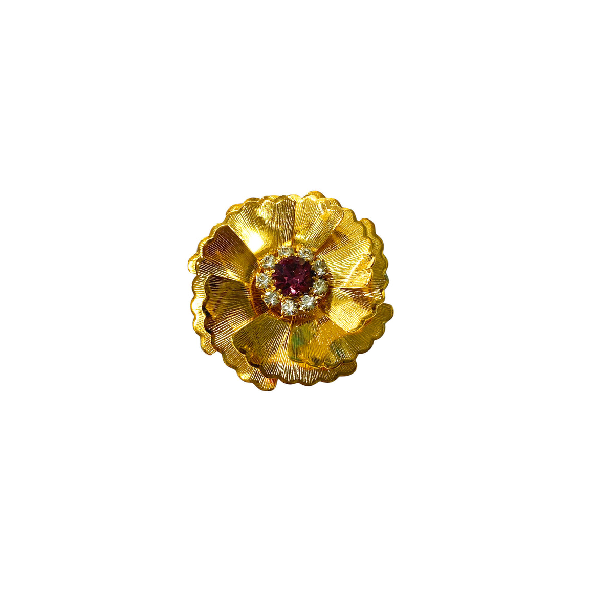 #27  Vintage elegant Gold Tone with Faux Ruby and Diamond Pin /Brooch