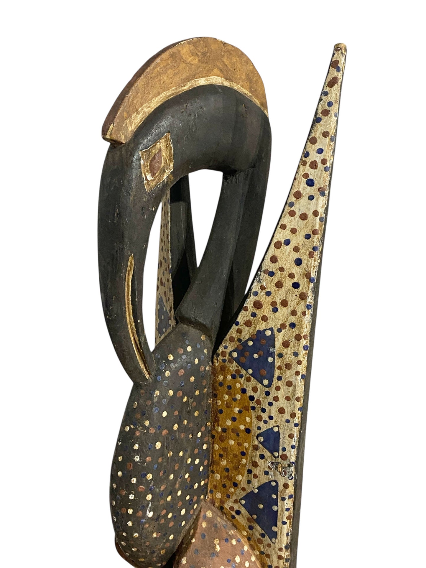 #1140 Senufo Wood sculpture of a Hornbill Bird 25.5"