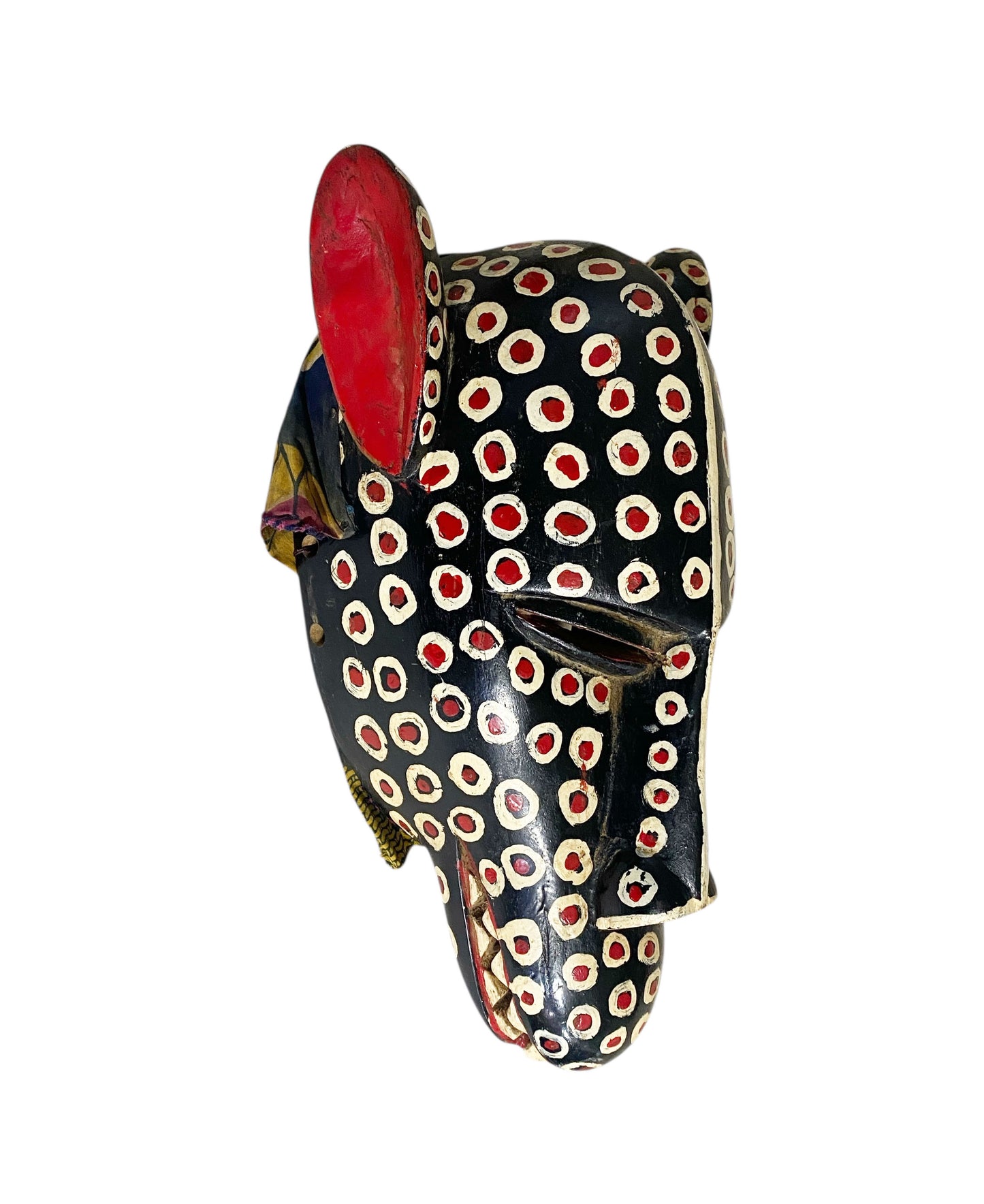 #1133 Vtg African Lg  Colorful  Leopard Mask Bozo Bamana 16" H