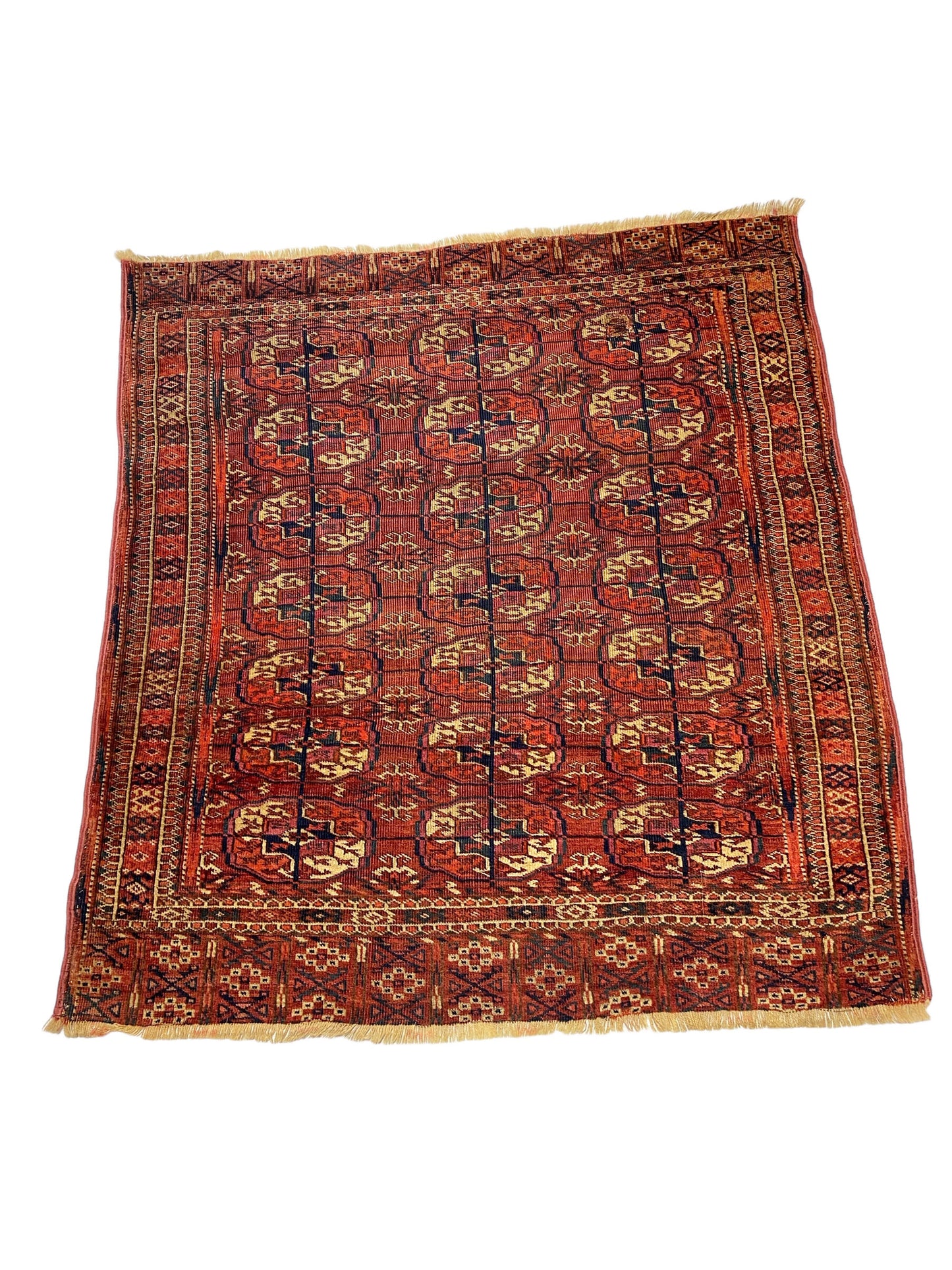 #155 Antique circa 1900 Fine Tribal Turkmen Tekke  Wool Rug 3'4"
