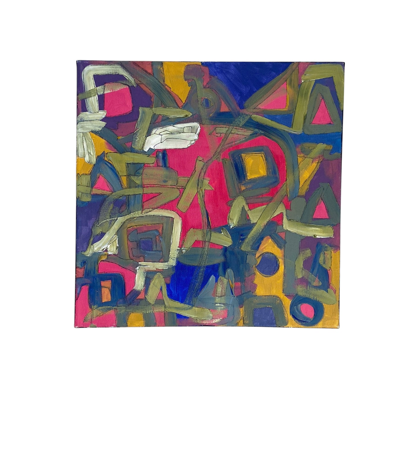 #6420 Acrylic on Canvas Abstract 14"By 14  Titled  Le Printemps Signed