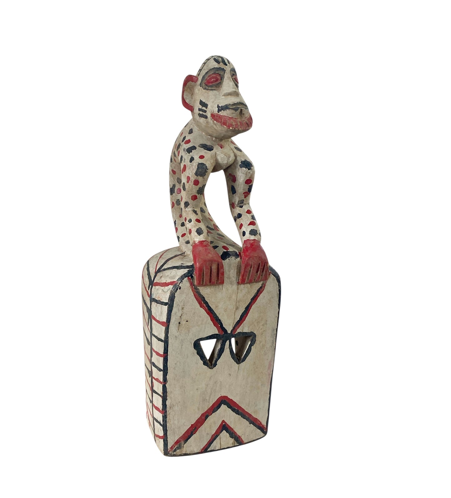 #1148 Vintage Bozo Tribe Carved Wooden Monkey  Mask 18.5" H