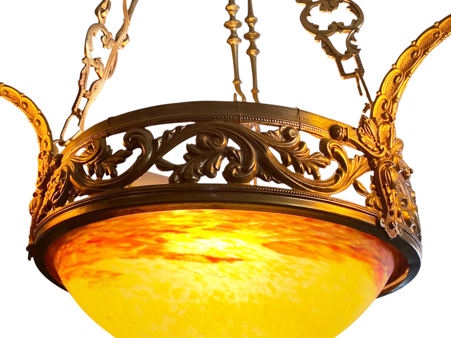 #53 French Art Deco Ceiling Light by  Verrerie d'Art Degué Paris  1930s