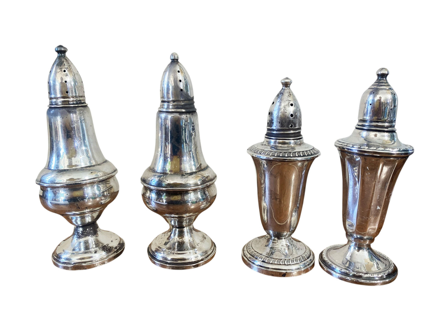 #295/194 Vintage Sterling Silver Weighted Glass Lined Salt or Pepper ShakersS/4