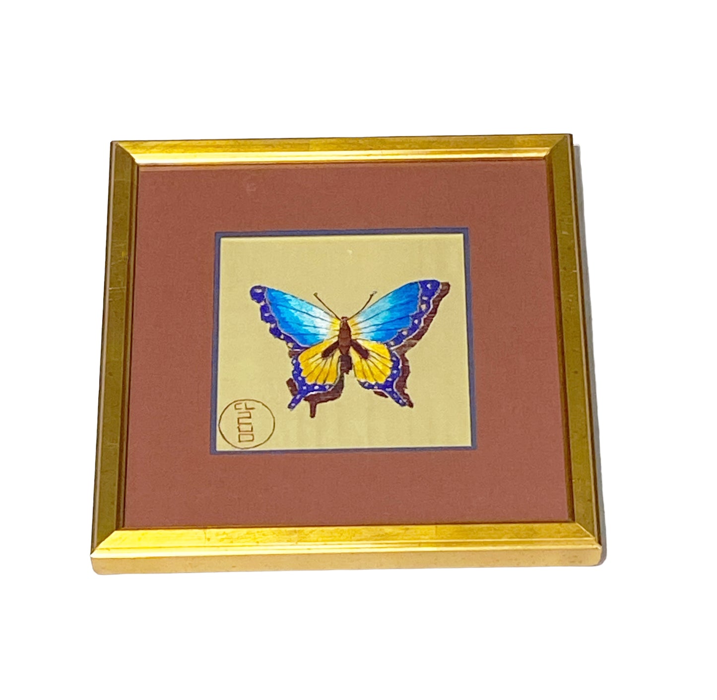 #6027 Korean Style Embroidery of a Butterfly  Framed