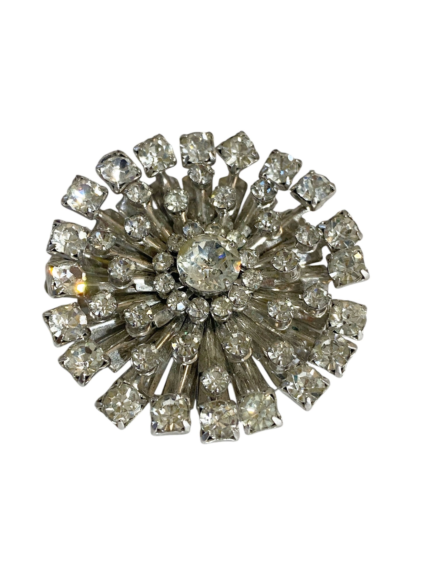 #6311 Vintage Silver Tone Diamanté Clear Rhinestone  Pin Brooch