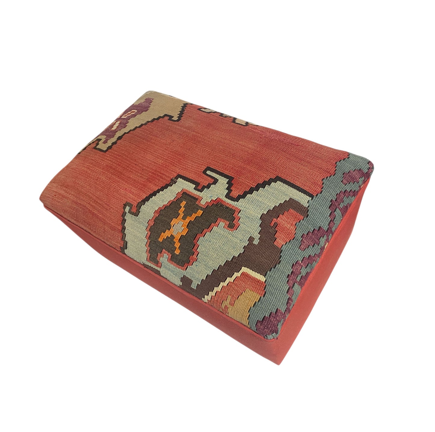 #6686  Custom Made Vintage Tribal Kilim Ottoman/Footstool  12.5" H