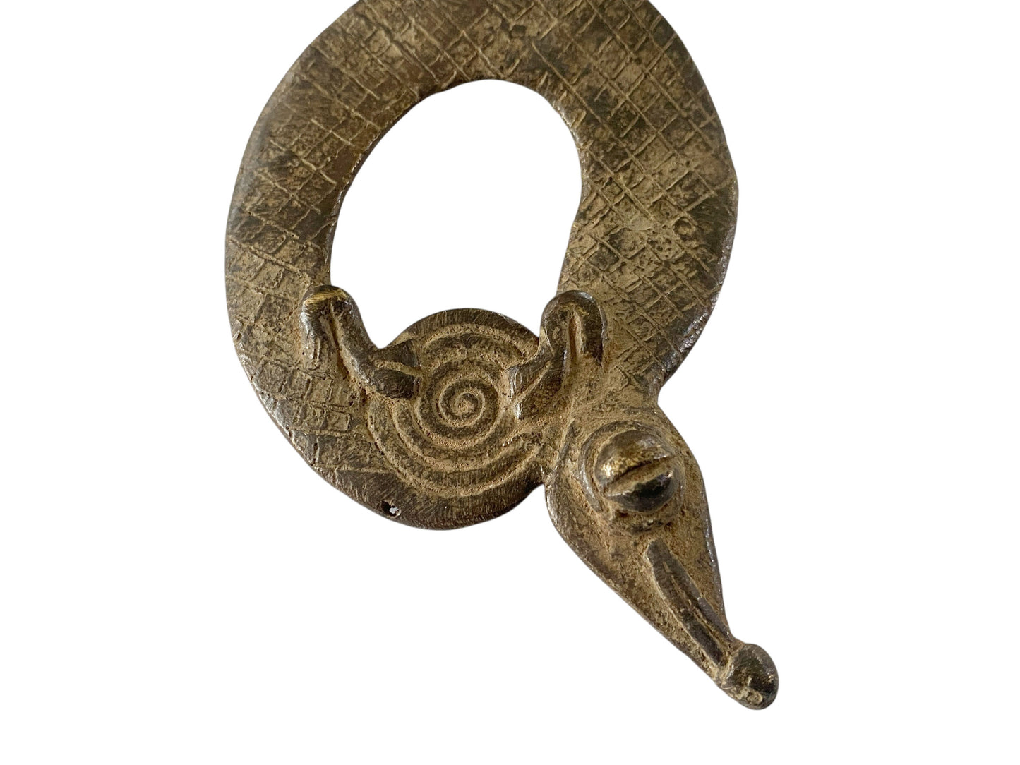 #11840Gan Bronze Gold Weight/Amulet Pendant of a Chameleon Burkina Faso Africa 4" H