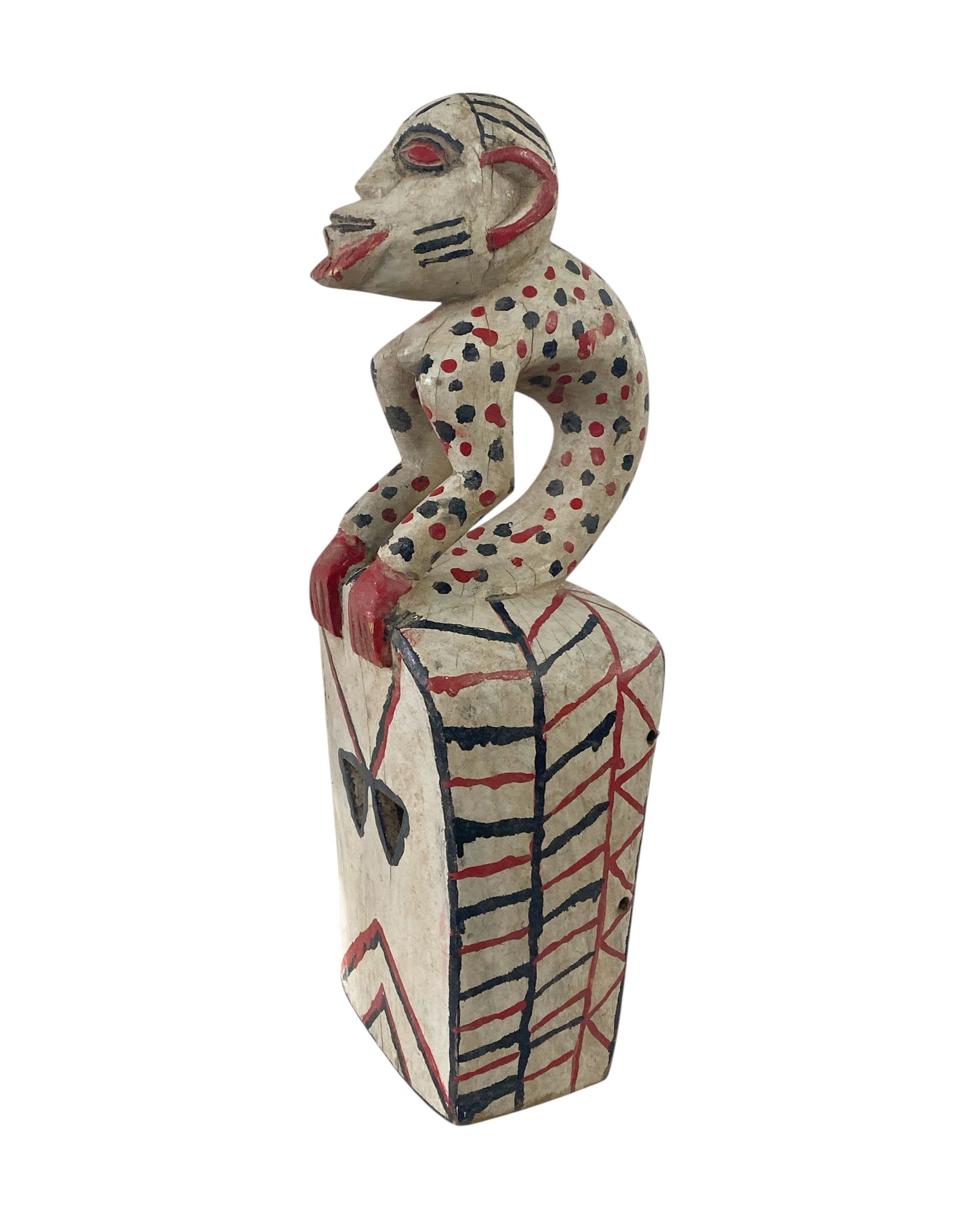 #1148 Vintage Bozo Tribe Carved Wooden Monkey  Mask 18.5" H