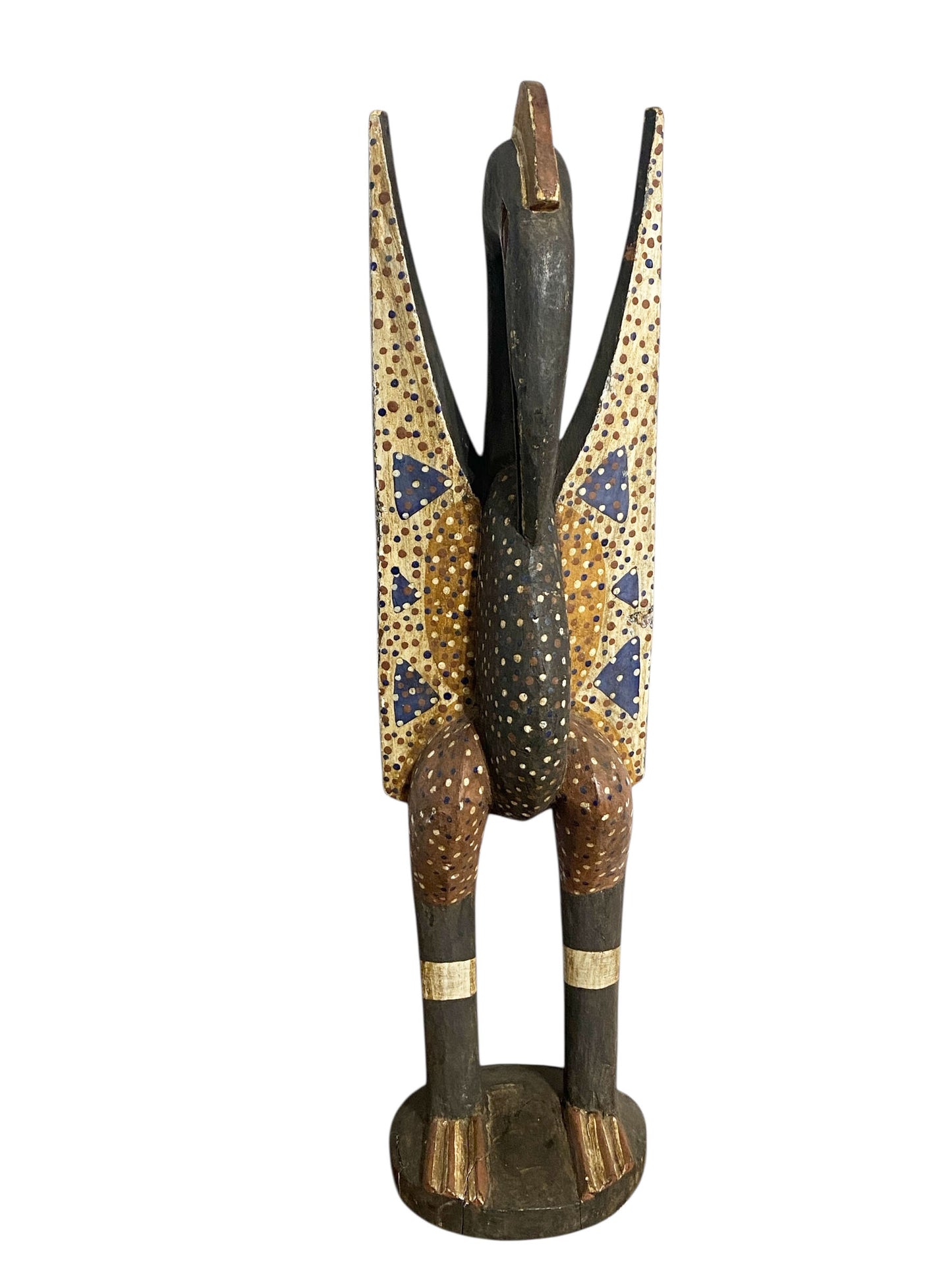 #1140 Senufo Wood sculpture of a Hornbill Bird 25.5"