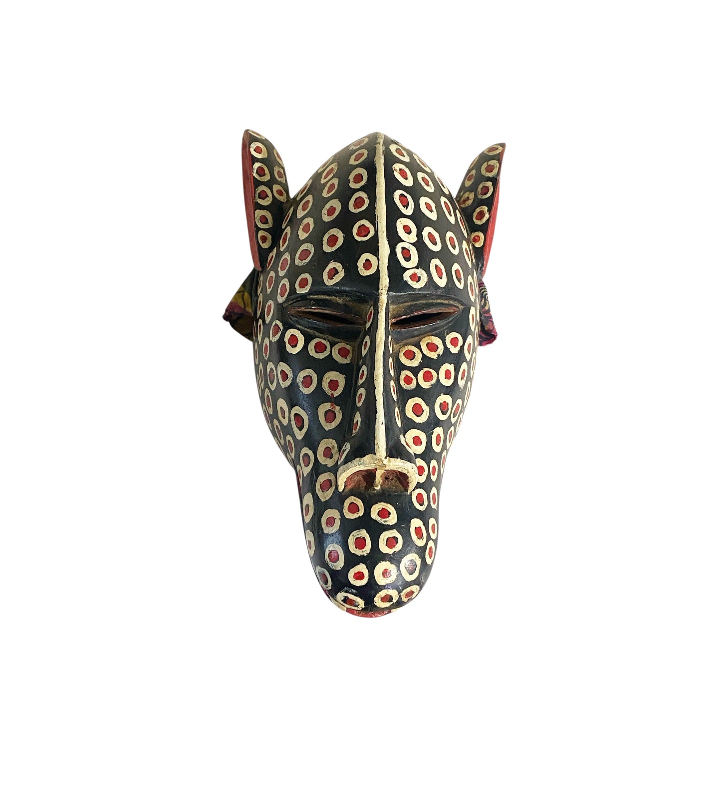 #1133 Vtg African Lg  Colorful  Leopard Mask Bozo Bamana 16" H