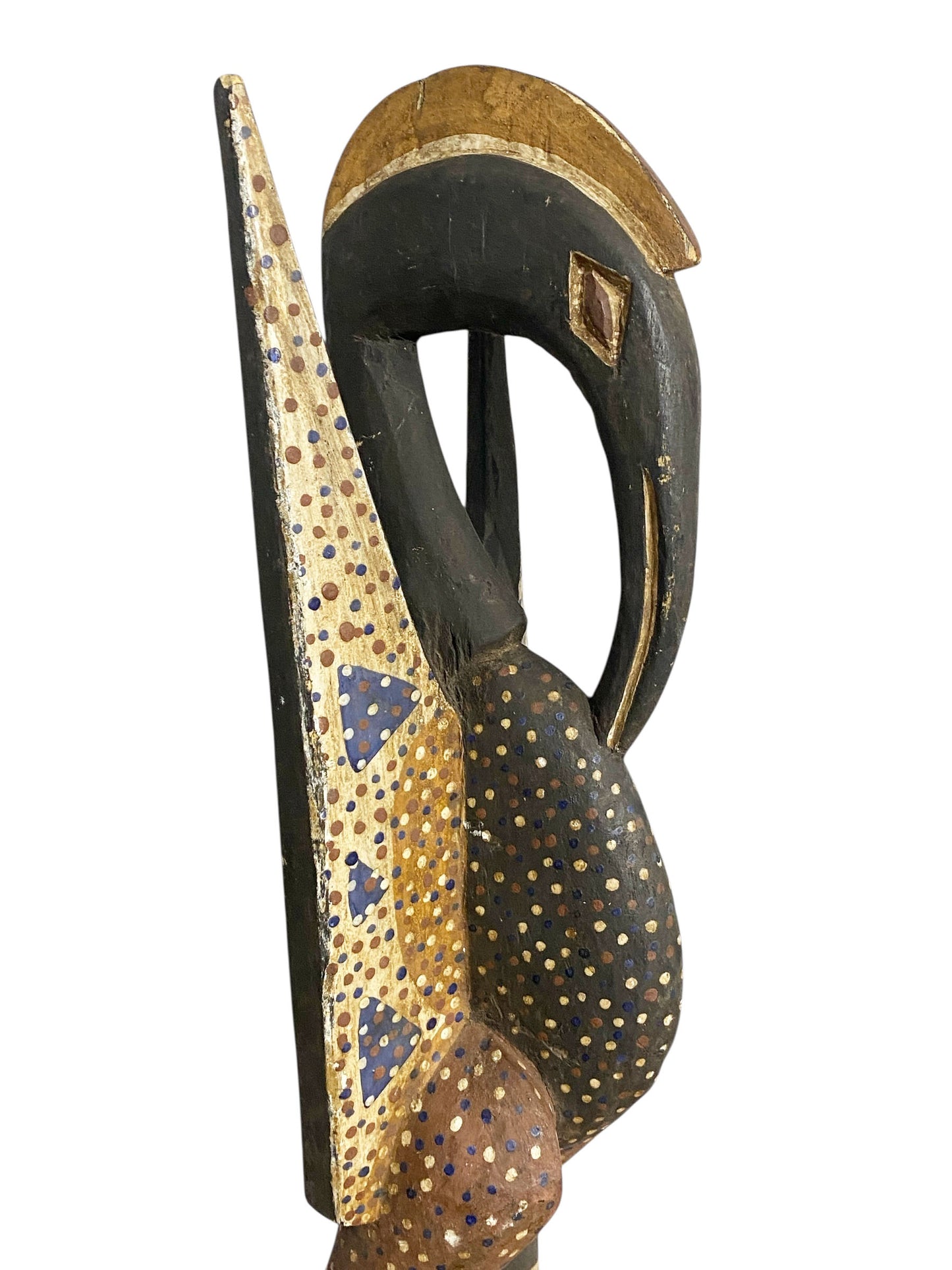 #1140 Senufo Wood sculpture of a Hornbill Bird 25.5"