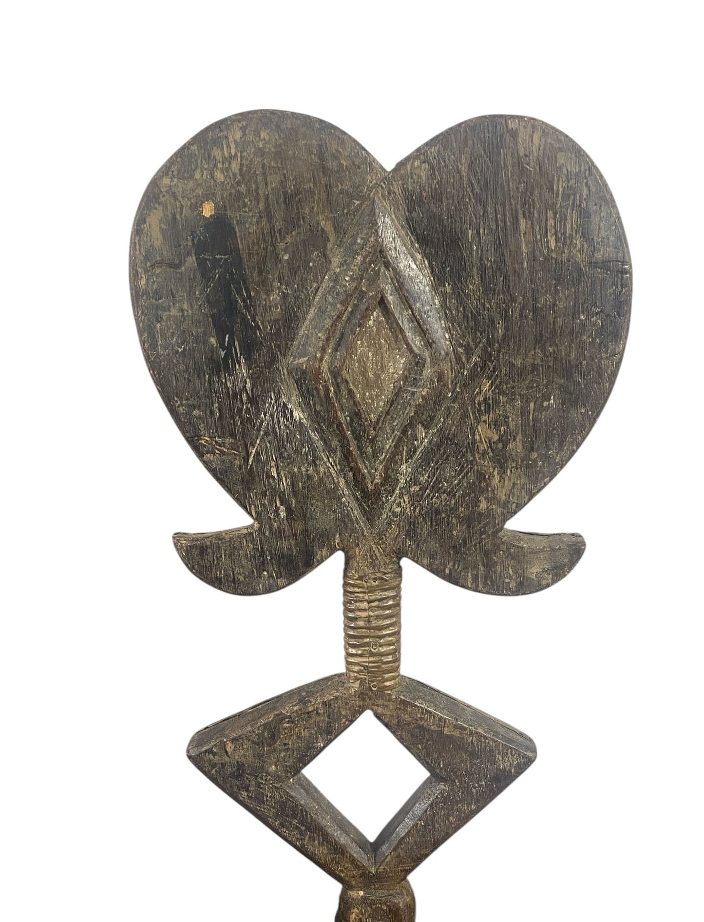 #1195 VTG Bakota Brass and Wood  Sculpture w/Stand 22" H