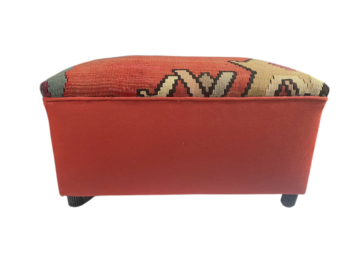 #6686  Custom Made Vintage Tribal Kilim Ottoman/Footstool  12.5" H