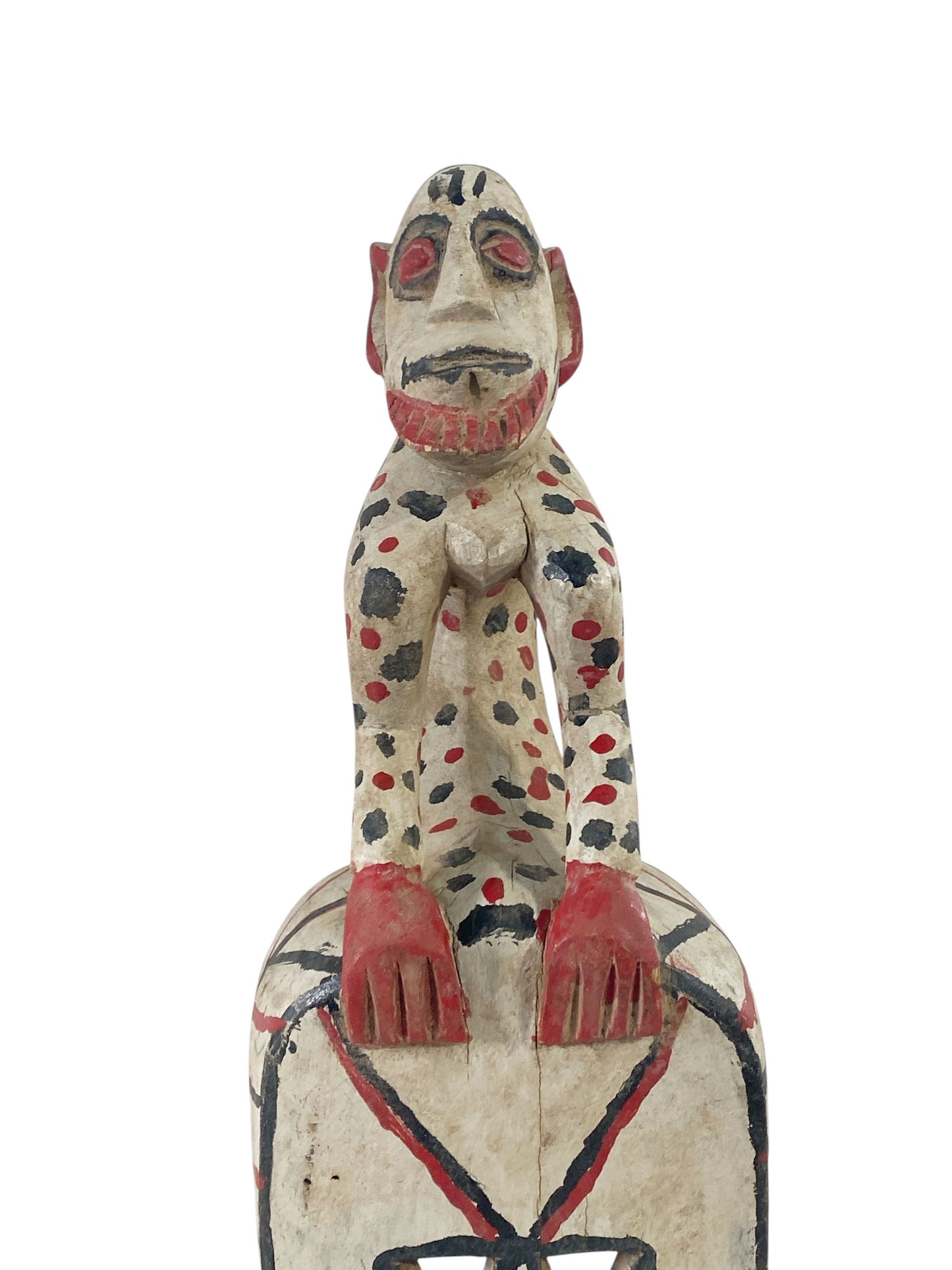 #1148 Vintage Bozo Tribe Carved Wooden Monkey  Mask 18.5" H