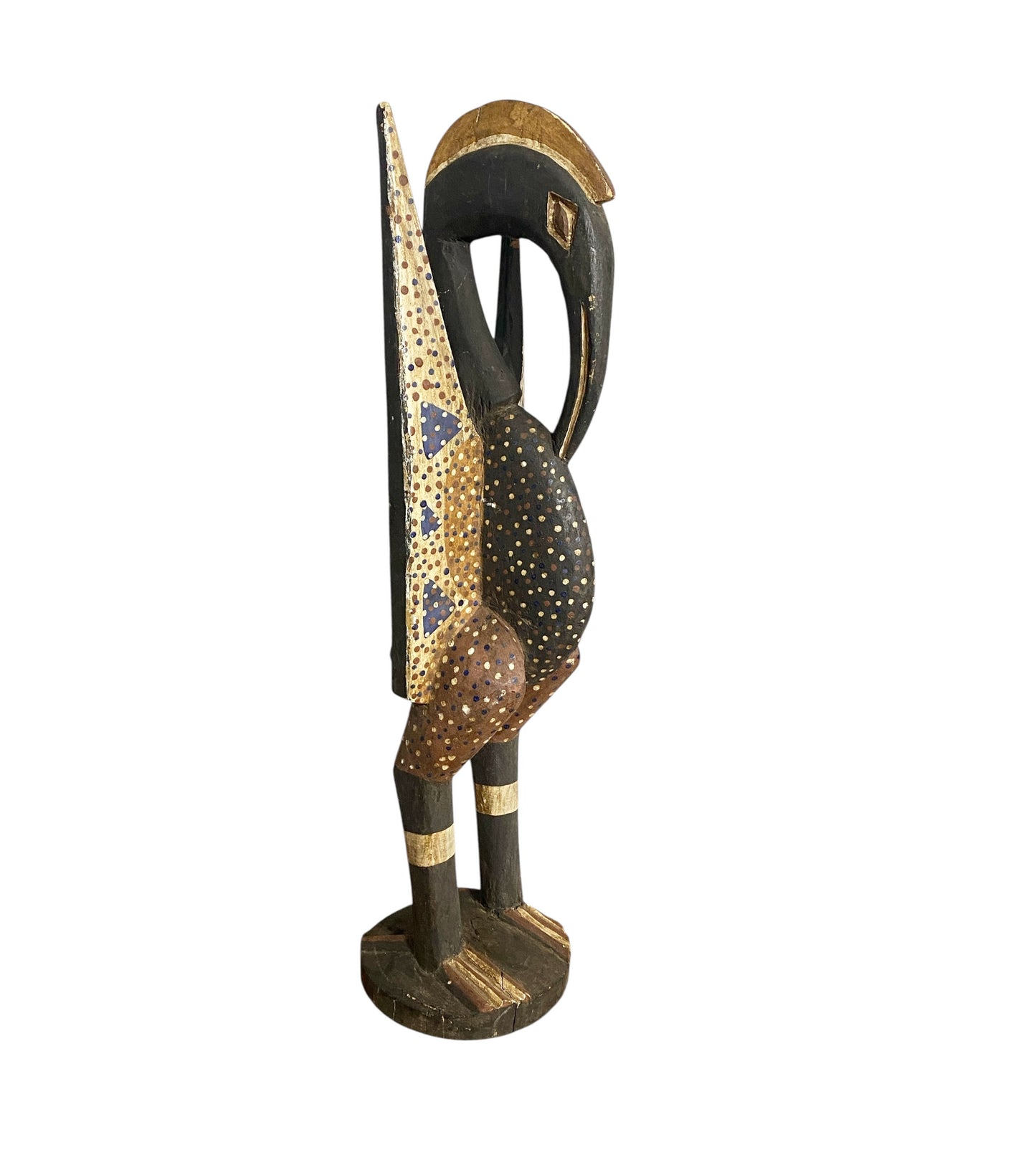 #1140 Senufo Wood sculpture of a Hornbill Bird 25.5"