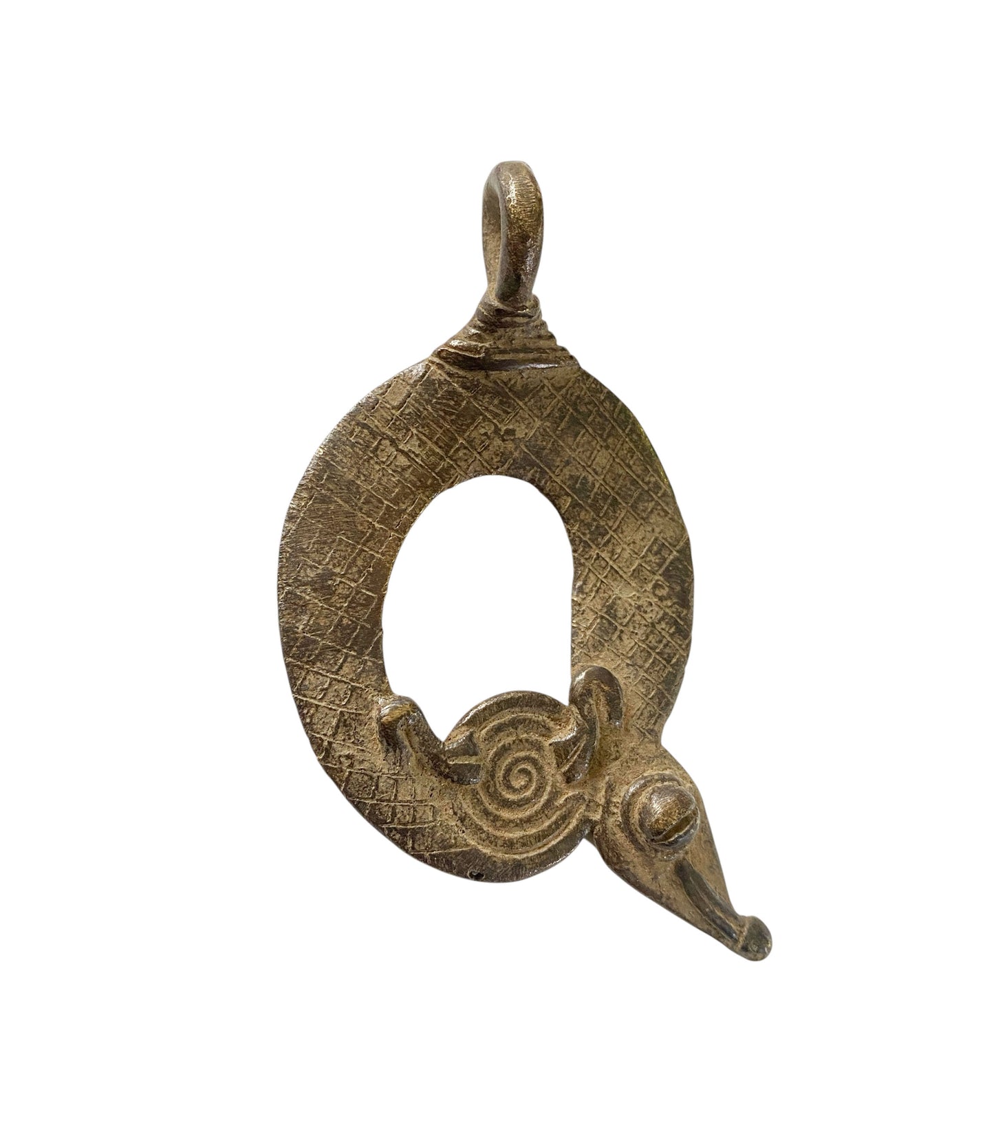 #11840Gan Bronze Gold Weight/Amulet Pendant of a Chameleon Burkina Faso Africa 4" H