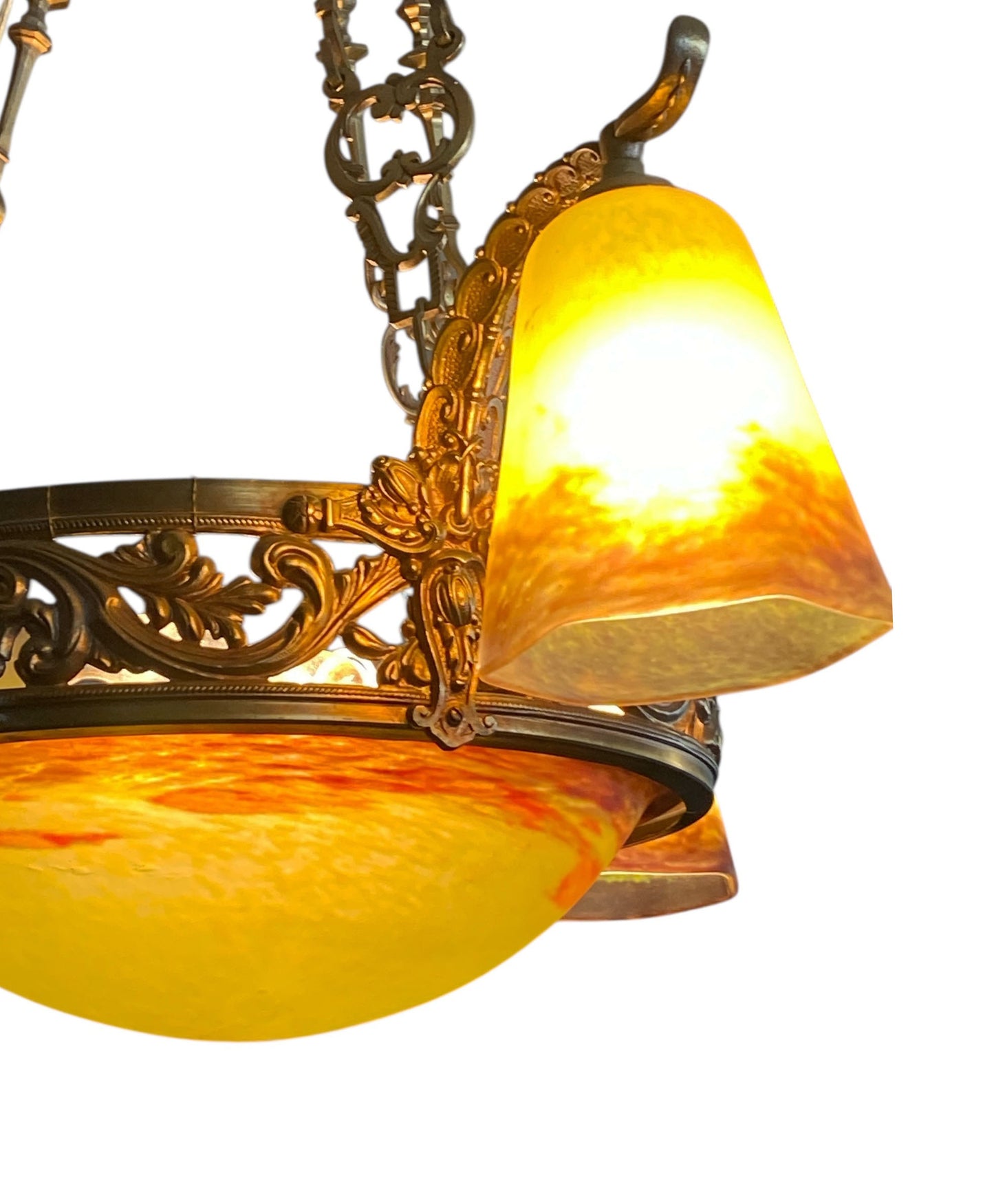 #53 French Art Deco Ceiling Light by  Verrerie d'Art Degué Paris  1930s