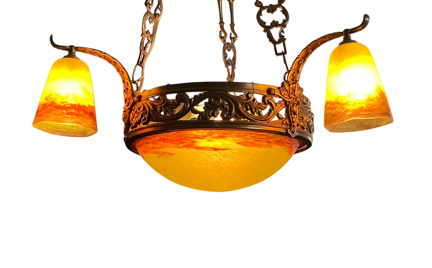 #53 French Art Deco Ceiling Light by  Verrerie d'Art Degué Paris  1930s