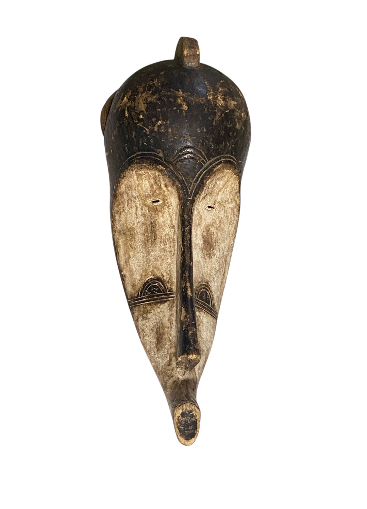 #1156 Vintage  Fang Mask Elongated Face Gabon African Mask 29" H