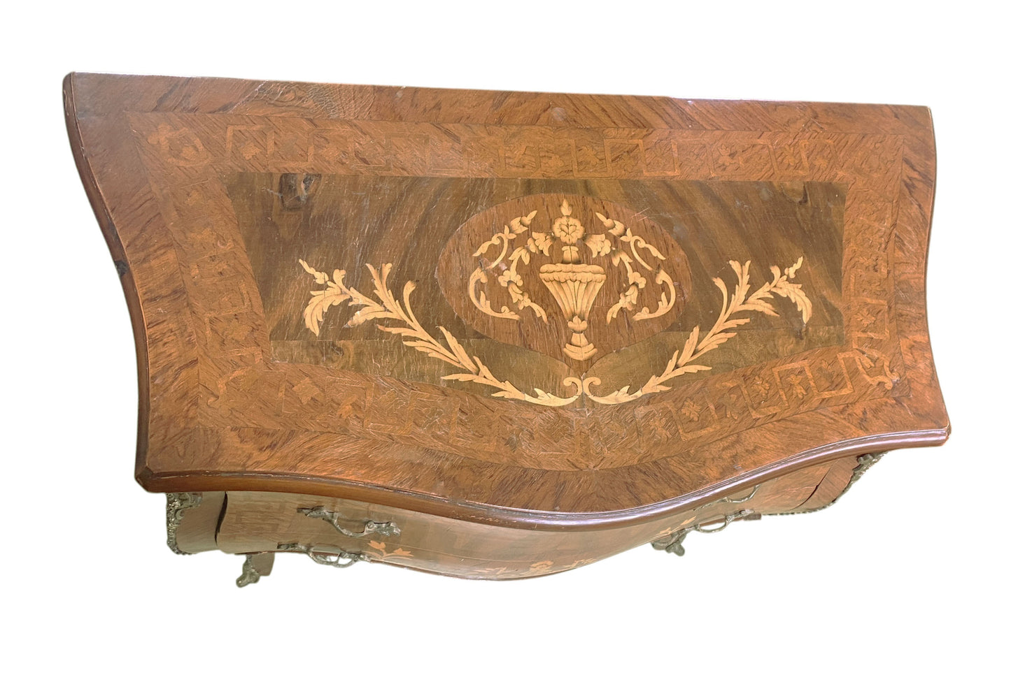 #205 Vintage Louis XV Style Bombe Chest Commode Side Table 31" H