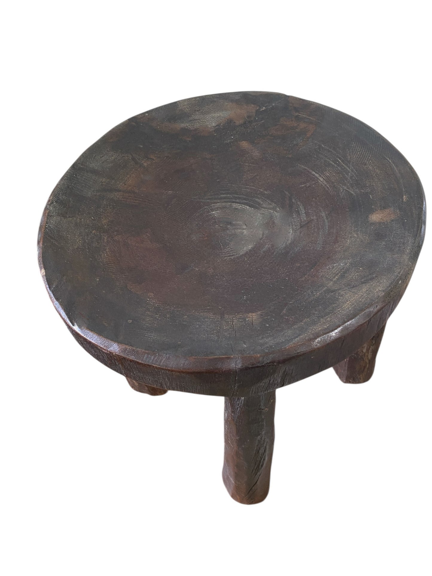 #6659/333 African Vintage Carved Wood Milk Stool Hehe Gogo People Tanzania 11.5" H