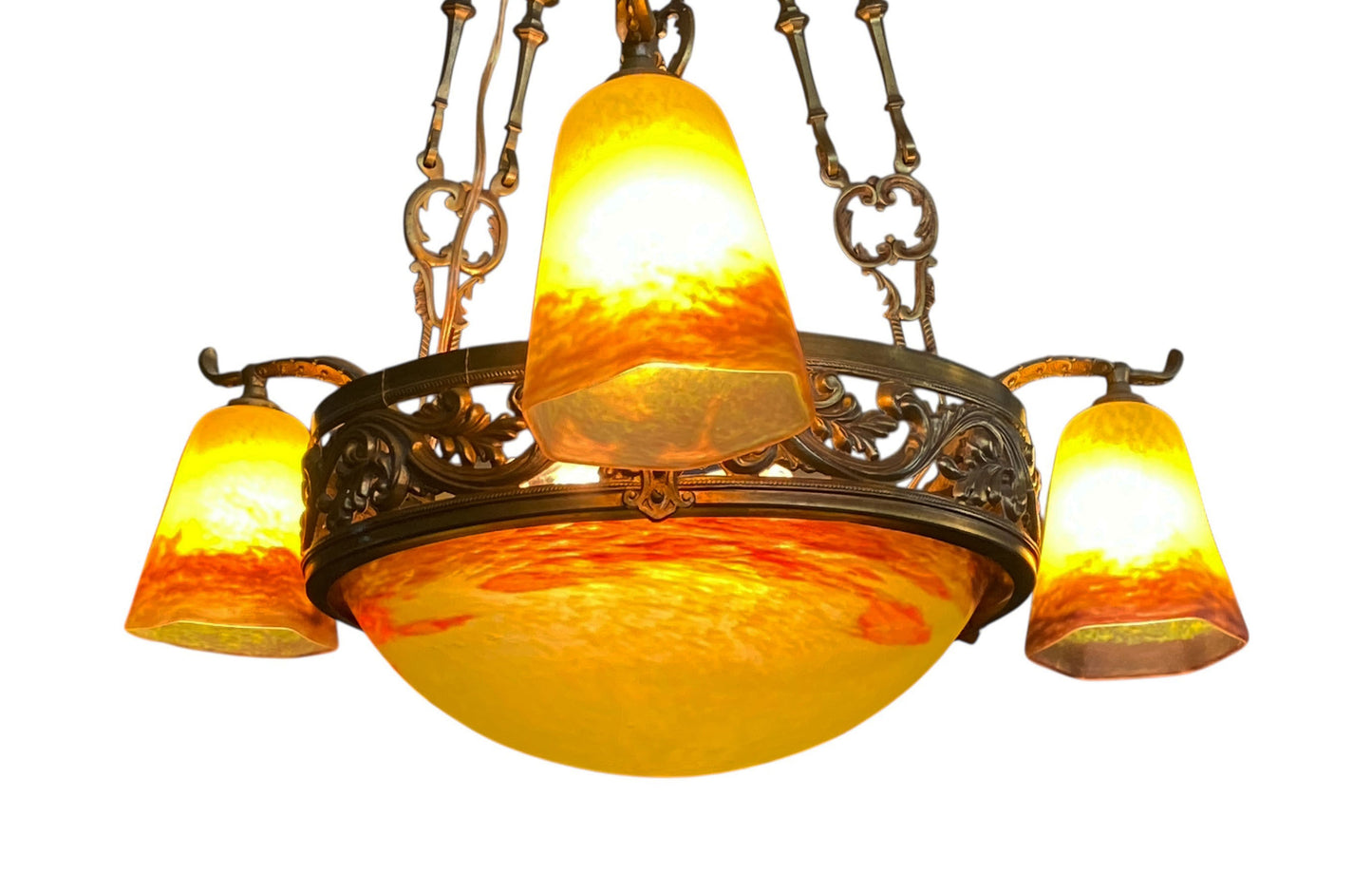 #53 French Art Deco Ceiling Light by  Verrerie d'Art Degué Paris  1930s