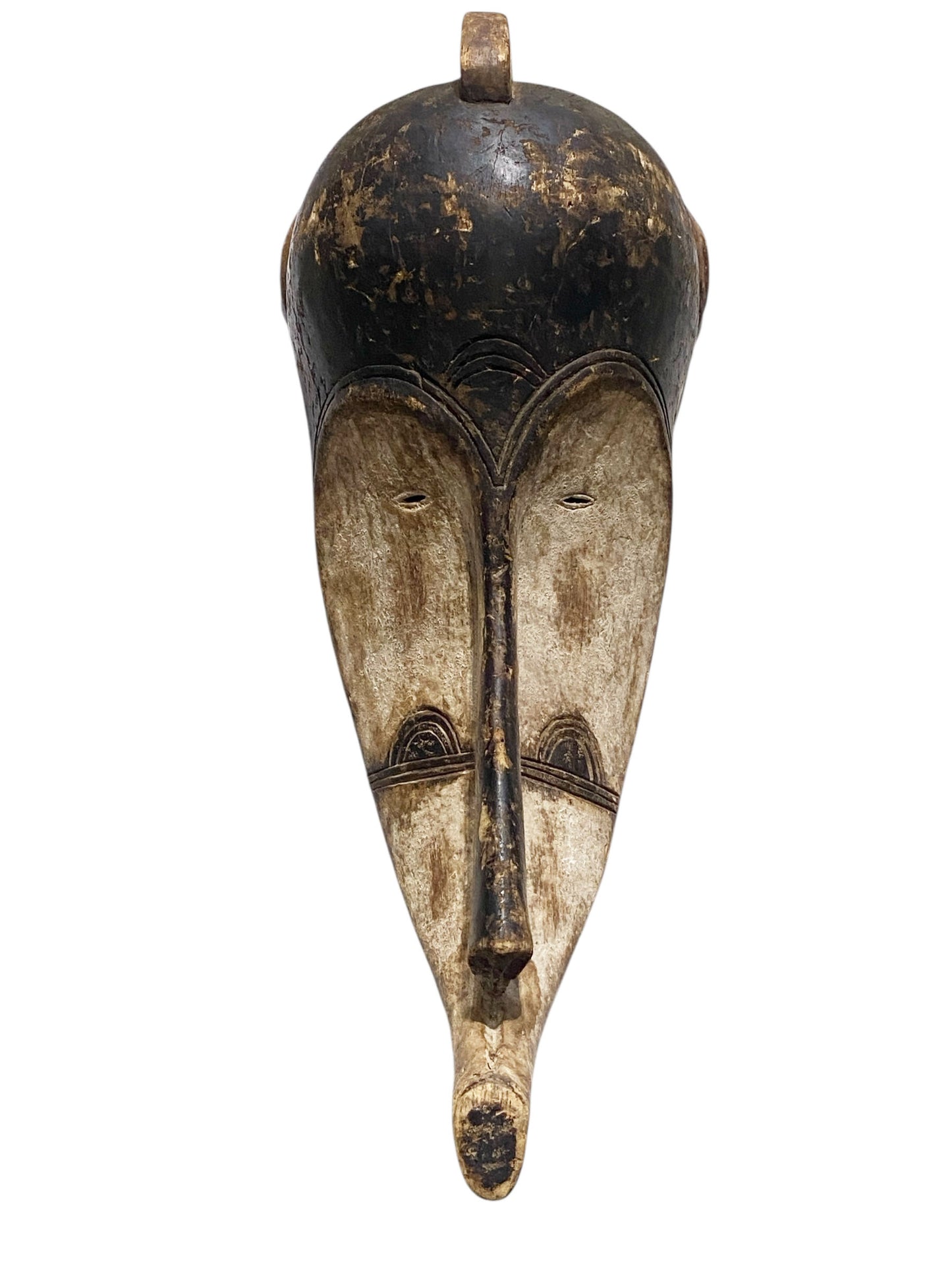 #1156 Vintage  Fang Mask Elongated Face Gabon African Mask 29" H