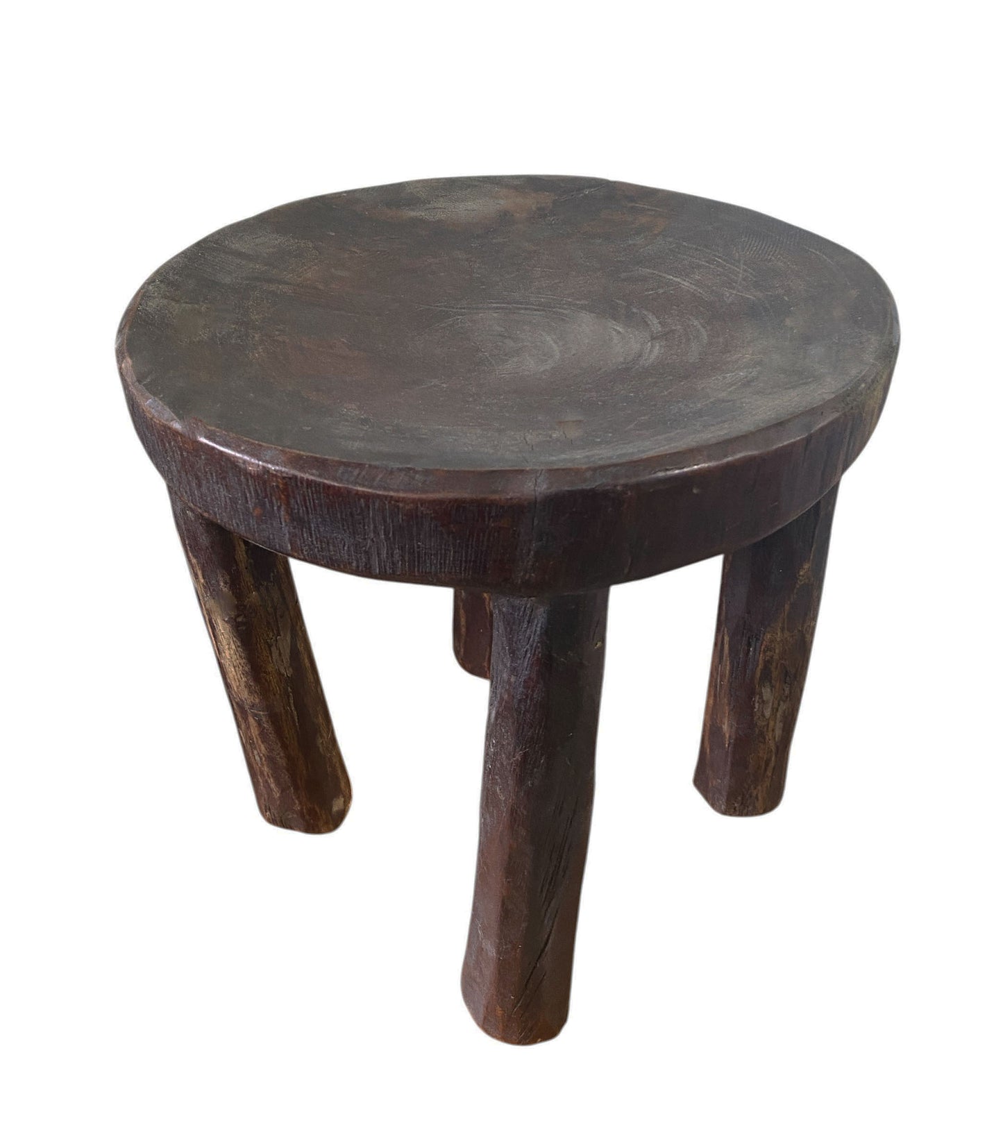 #6659/333 African Vintage Carved Wood Milk Stool Hehe Gogo People Tanzania 11.5" H