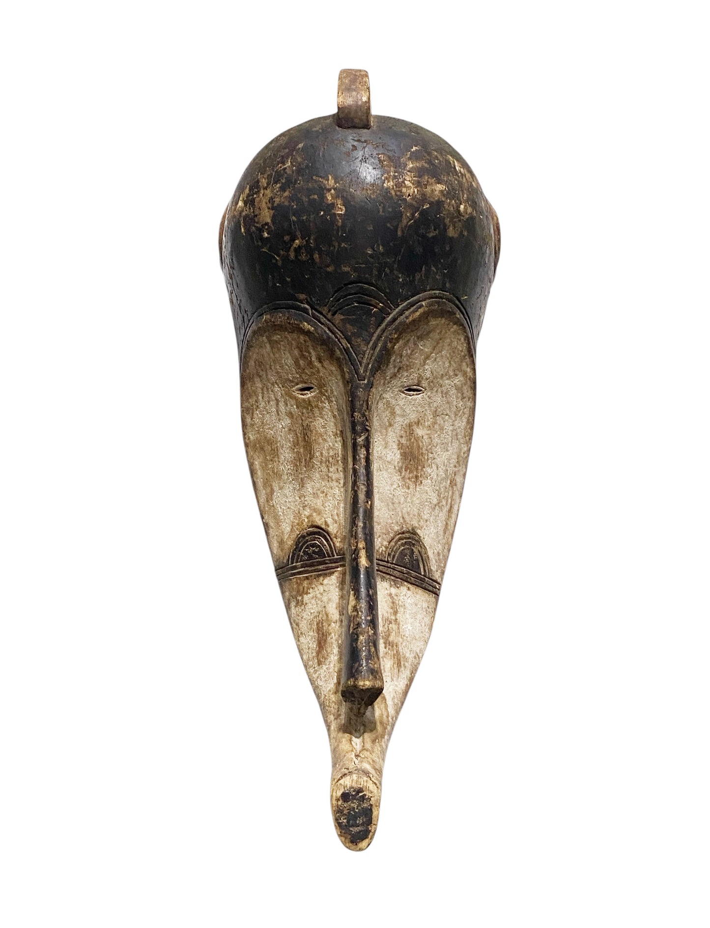 #1156 Vintage  Fang Mask Elongated Face Gabon African Mask 29" H
