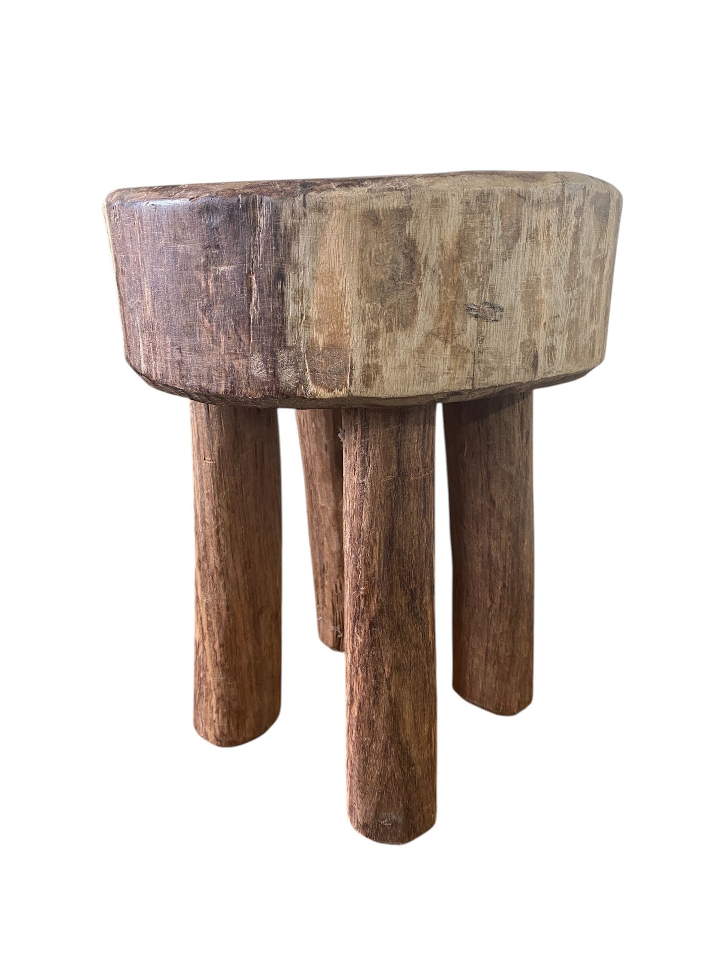 #6657/330 African Vintage Carved Wood Milk Stool Hehe Gogo People Tanzania 12" H