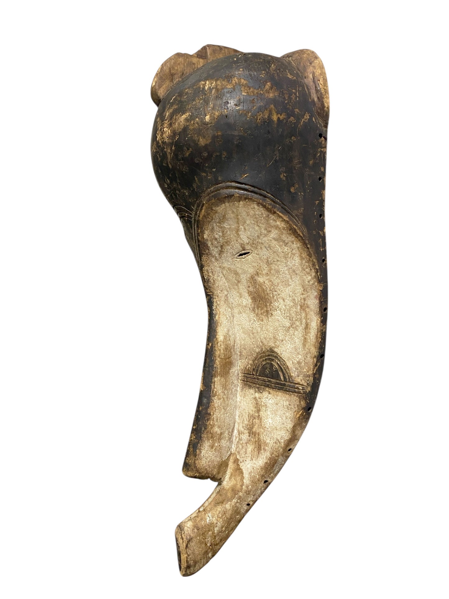 #1156 Vintage  Fang Mask Elongated Face Gabon African Mask 29" H