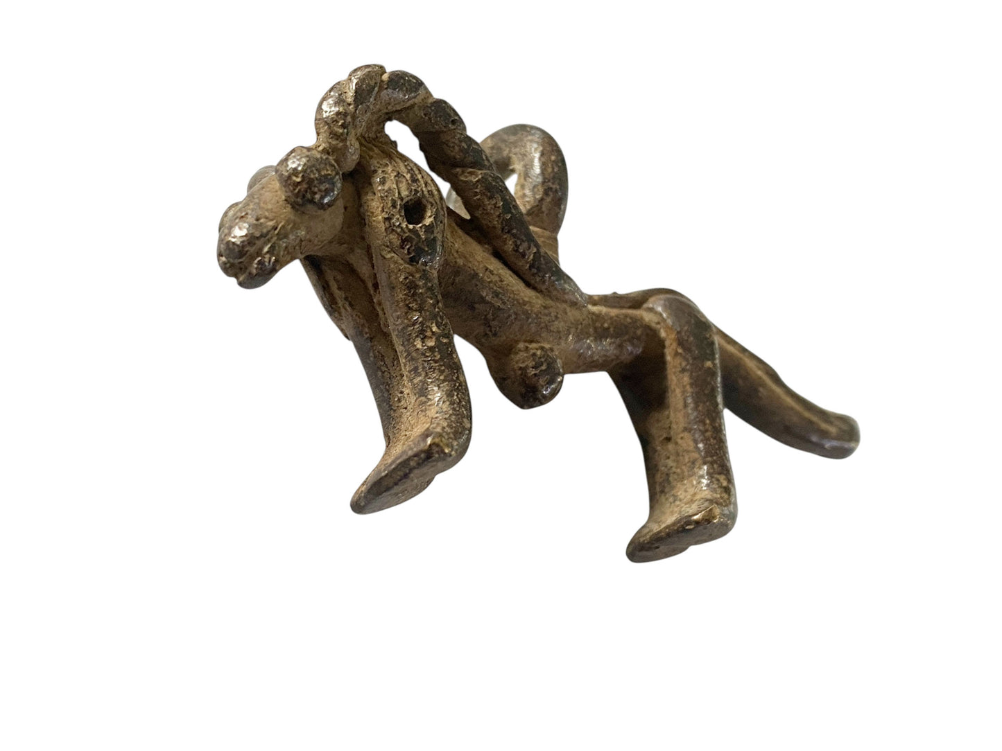 #1179 Vtg  Gan Bronze Amulet Pendant/gold Weight / Ornate Ram Burkina Faso