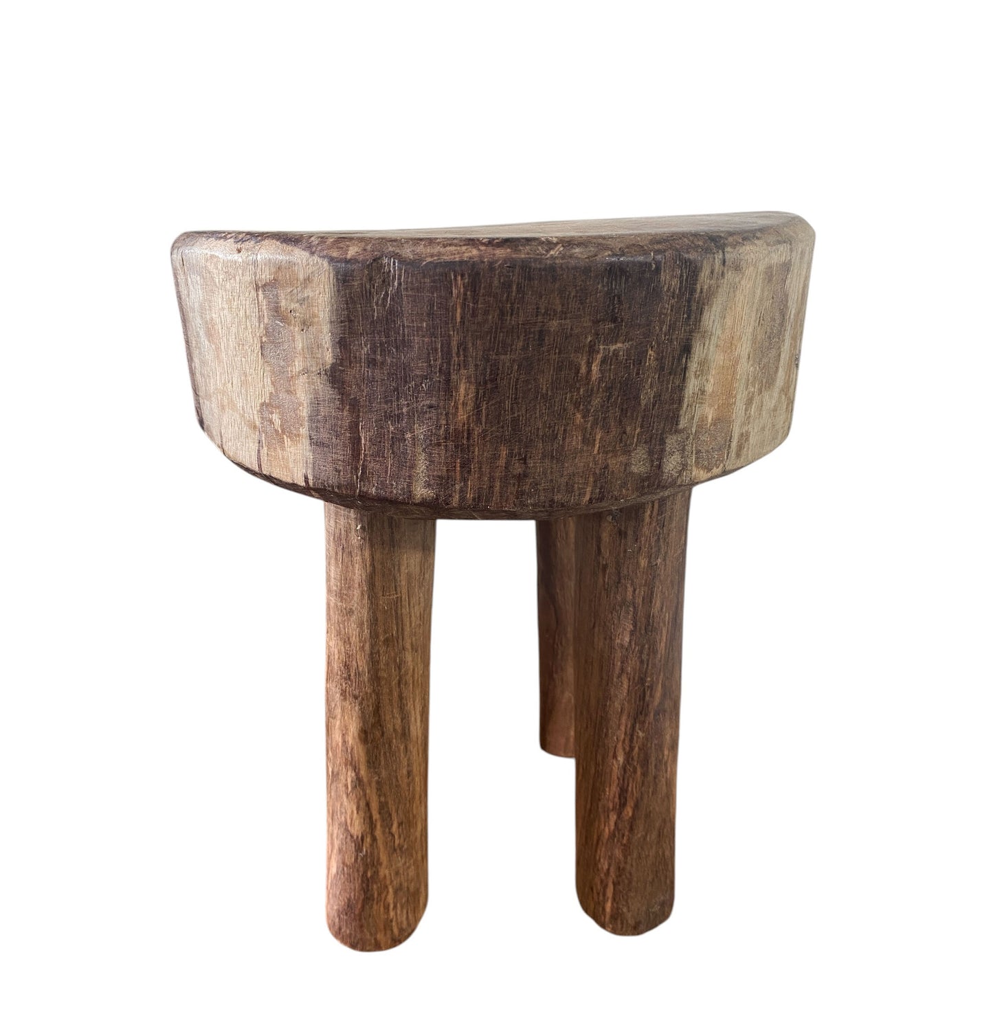 #6657/330 African Vintage Carved Wood Milk Stool Hehe Gogo People Tanzania 12" H