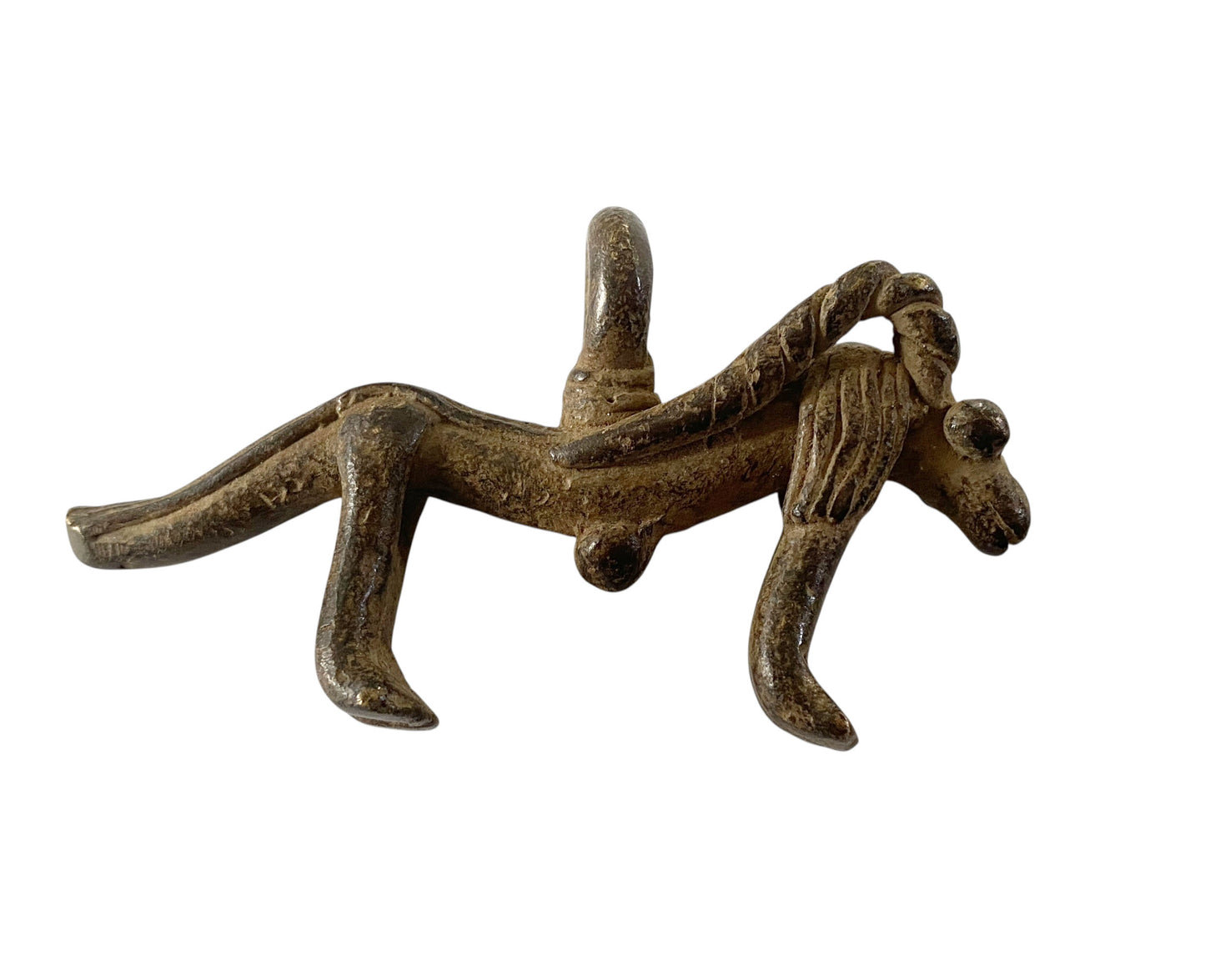 #1179 Vtg  Gan Bronze Amulet Pendant/gold Weight / Ornate Ram Burkina Faso