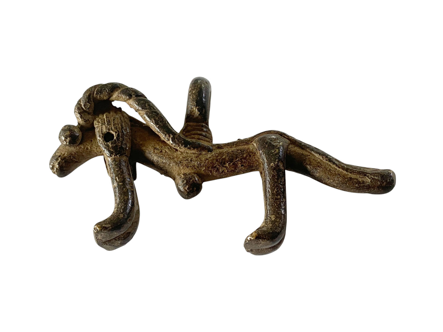 #1179 Vtg  Gan Bronze Amulet Pendant/gold Weight / Ornate Ram Burkina Faso