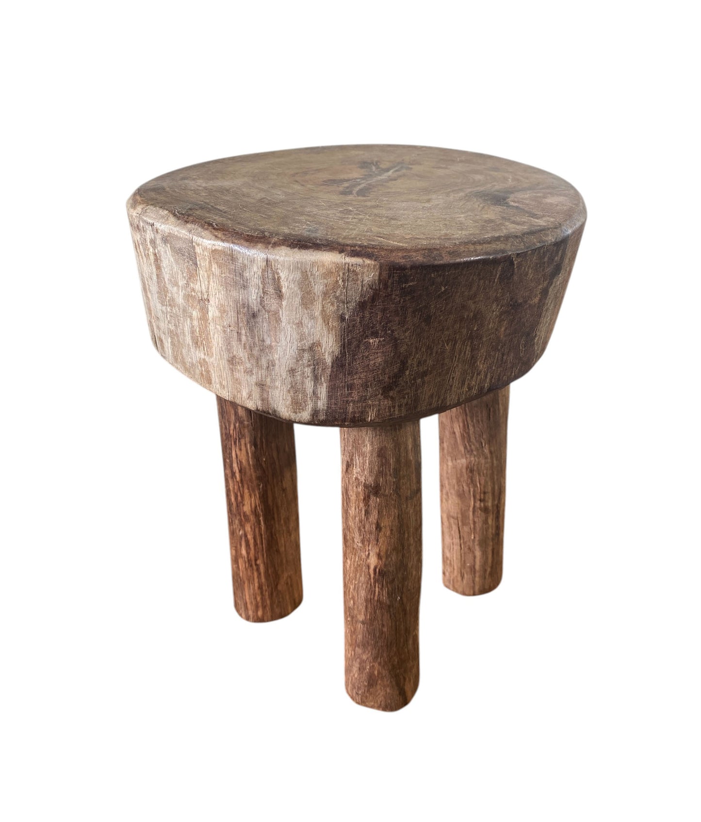 #6657/330 African Vintage Carved Wood Milk Stool Hehe Gogo People Tanzania 12" H