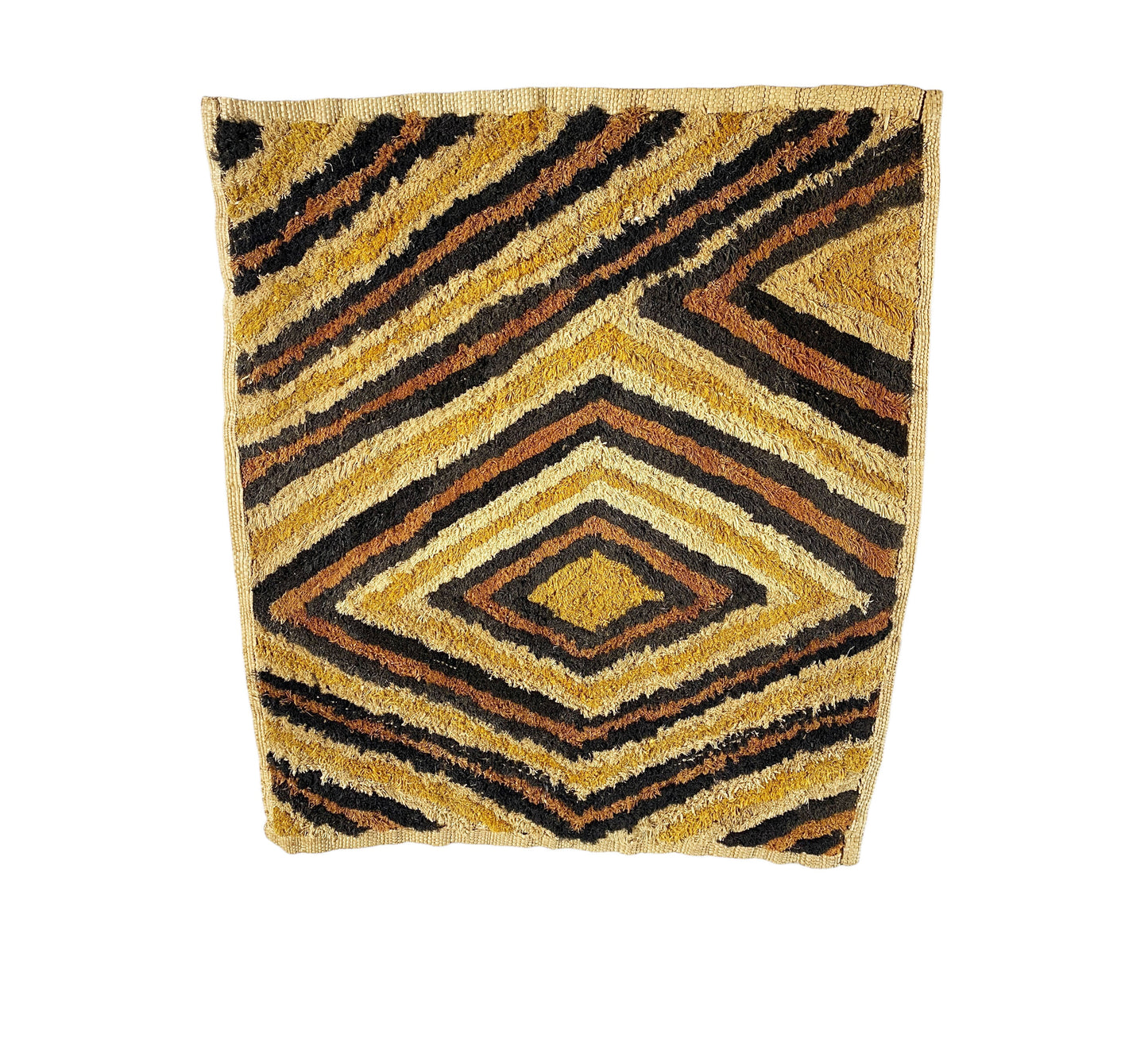 # 2036 Vintage African Kuba Kasai Velvet Raffia Textile Zaire 20 "by 23.5