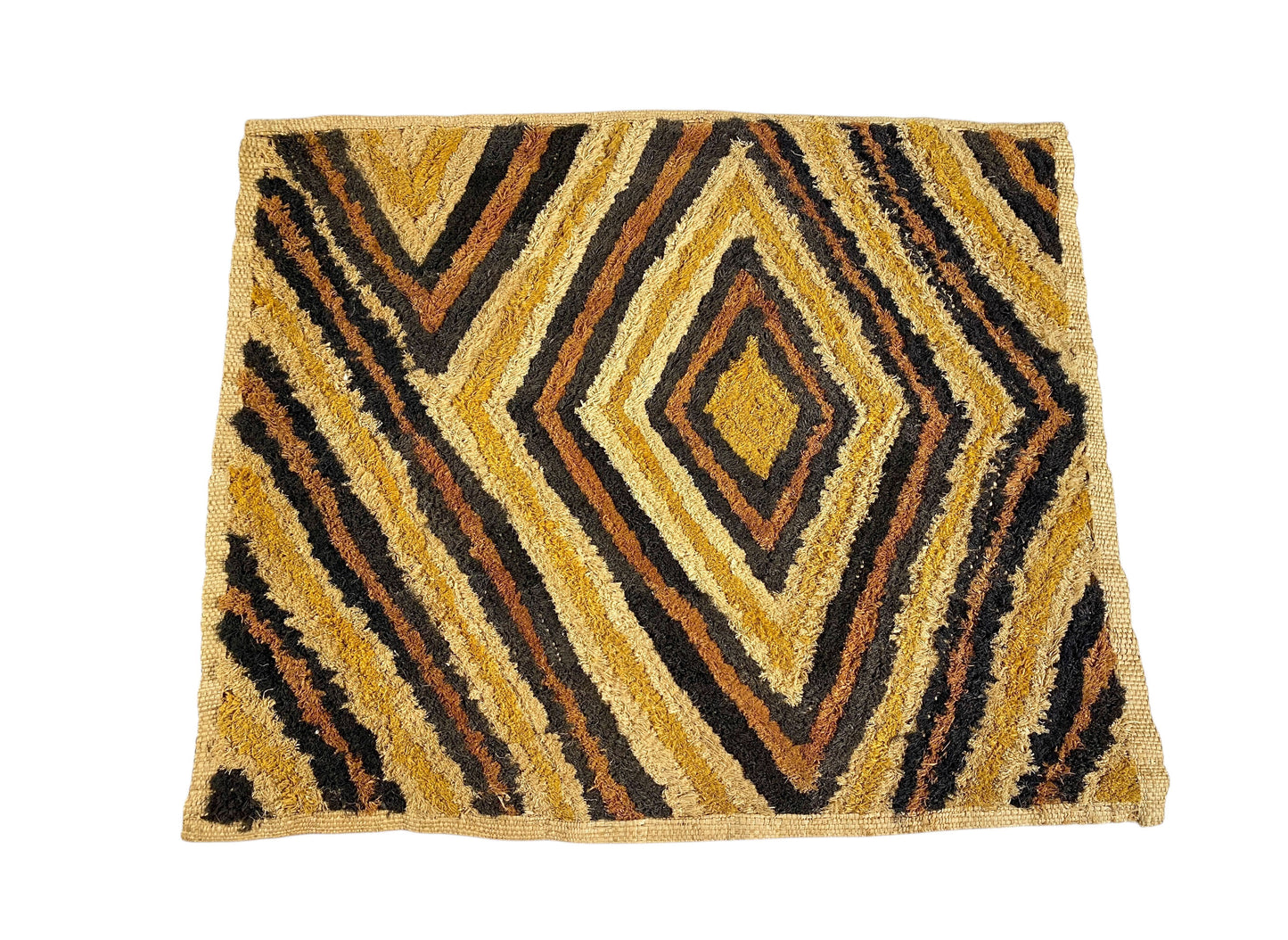 # 2036 Vintage African Kuba Kasai Velvet Raffia Textile Zaire 20 "by 23.5